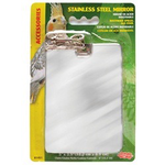 LIVING WORLD (D) Living World Stainless Steel Parrot Mirror with Chain Large - 12.5 cm x 9 cm