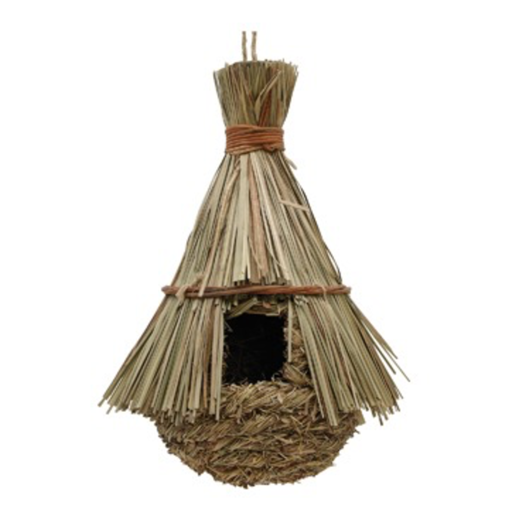 LIVING WORLD (D) Living World Outdoor Bird Nest - Reed with Orchard Grass - Hut - 21.5 cm x 21.5 cm x 31 cm (8.5'' x 8.5'' x 12.2in in)