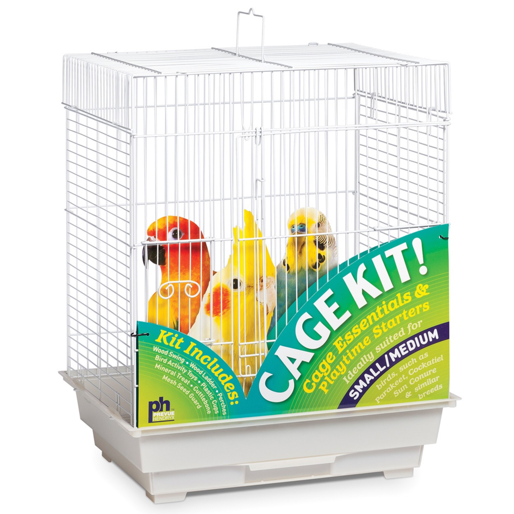 PREVUE HENDRYX (W) Square Roof Bird Cage Kit - White - 18" x 14" x 22"