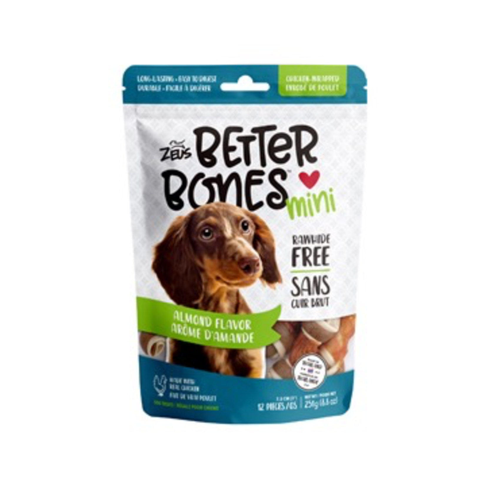 ZEUS (W) Zeus Better Bones - Peanut Butter Flavor - Chicken-Wrapped Mini Bones - 12 pack