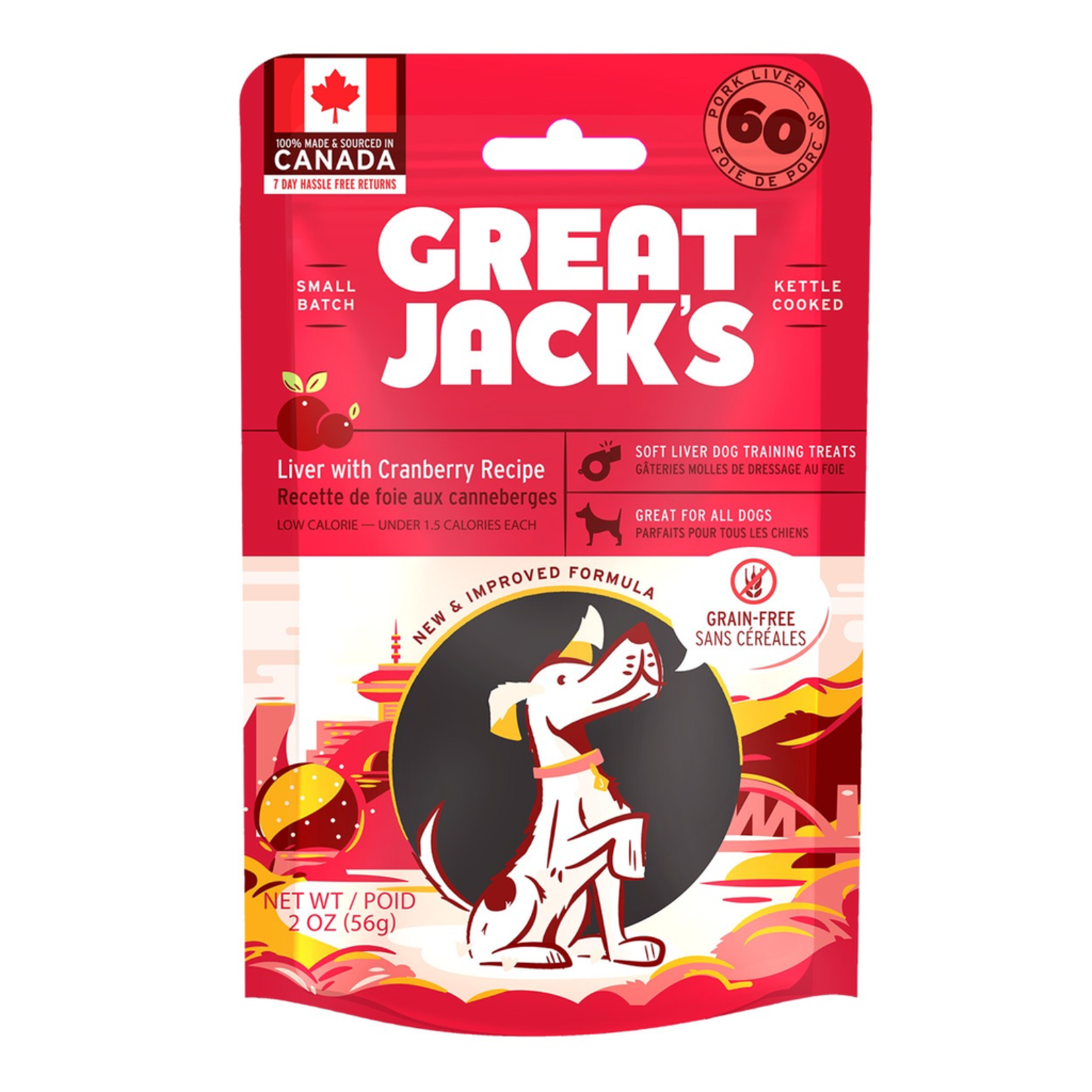 GREAT JACK'S Great Jack's Grain-Free Soft Liver Dog Training Treats - Liver with Cranberry Recipe - 56 g