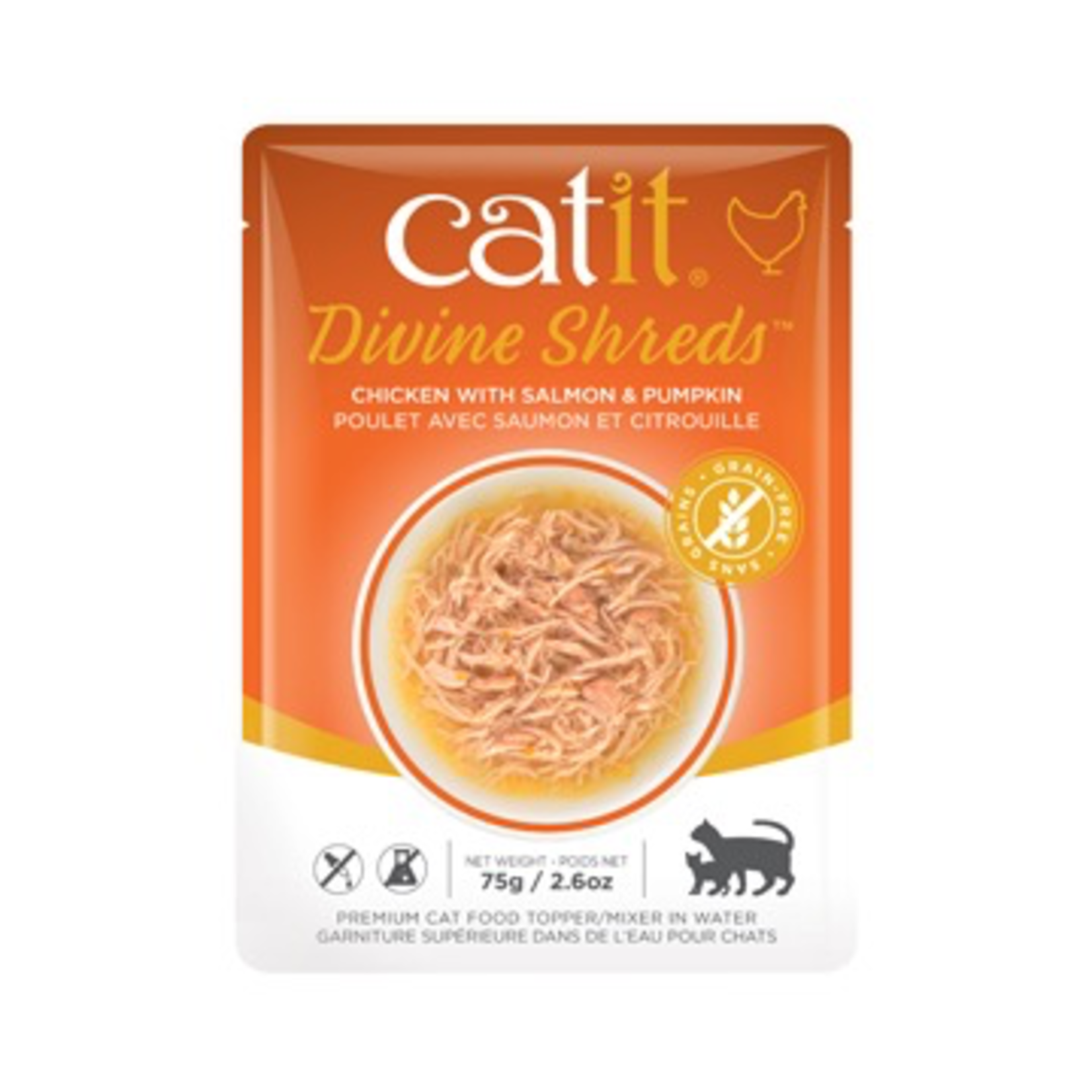CAT IT (D) Catit Divine Shreds - Chicken with Salmon & Pumpkin - 75g Pouch