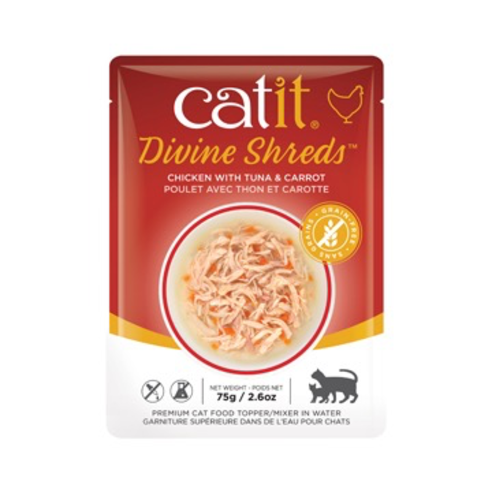 CAT IT Catit Divine Shreds - Chicken with Tuna & Carrot - 75g Pouch