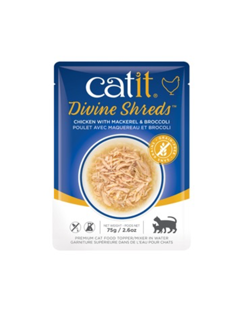 CAT IT Catit Divine Shreds - Chicken with Mackerel & Broccoli - 75g Pouch