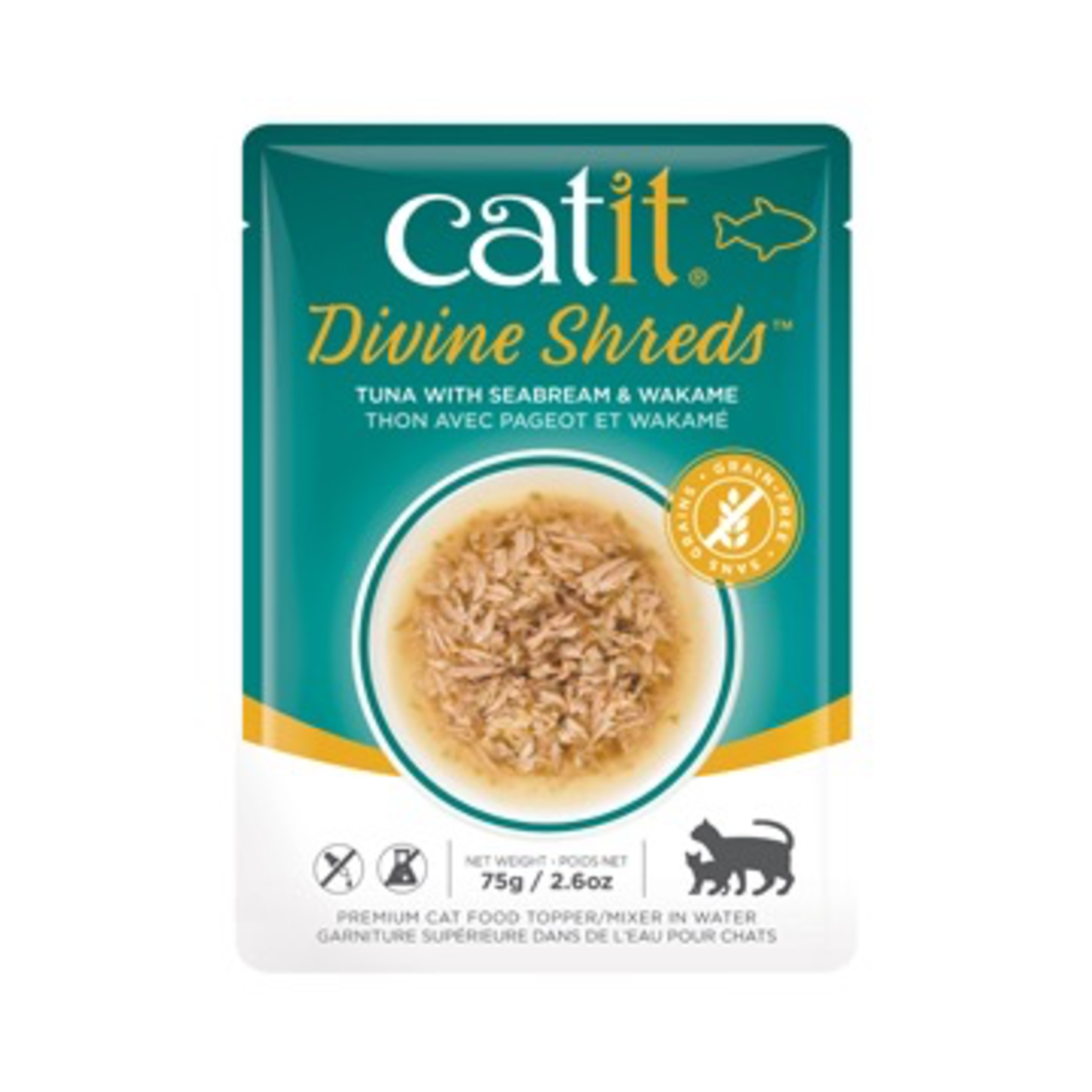 CAT IT Catit Divine Shreds - Tuna with Seabream & Wakame - 75g Pouch