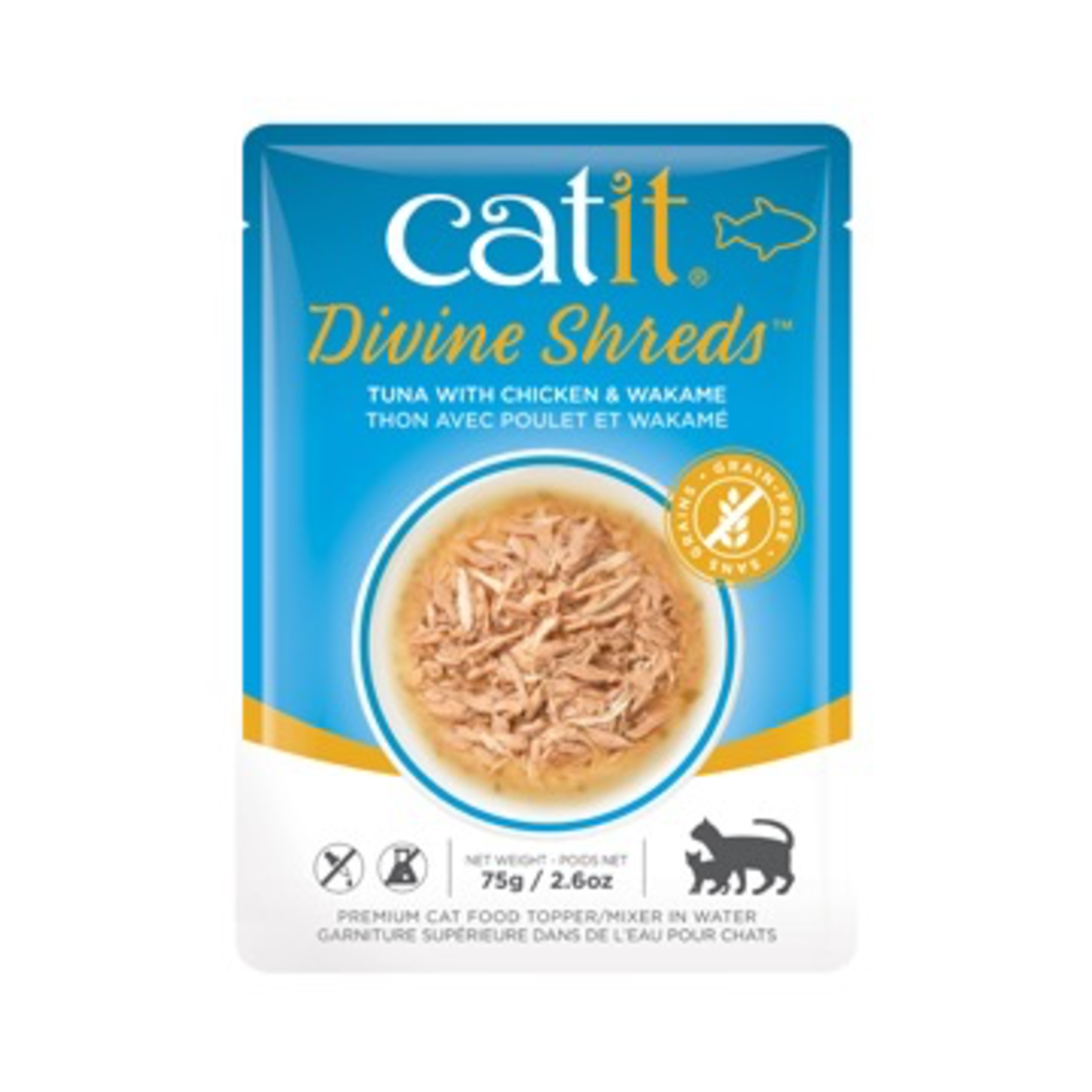 CAT IT Catit Divine Shreds - Tuna with Chicken & Wakame - 75g Pouch