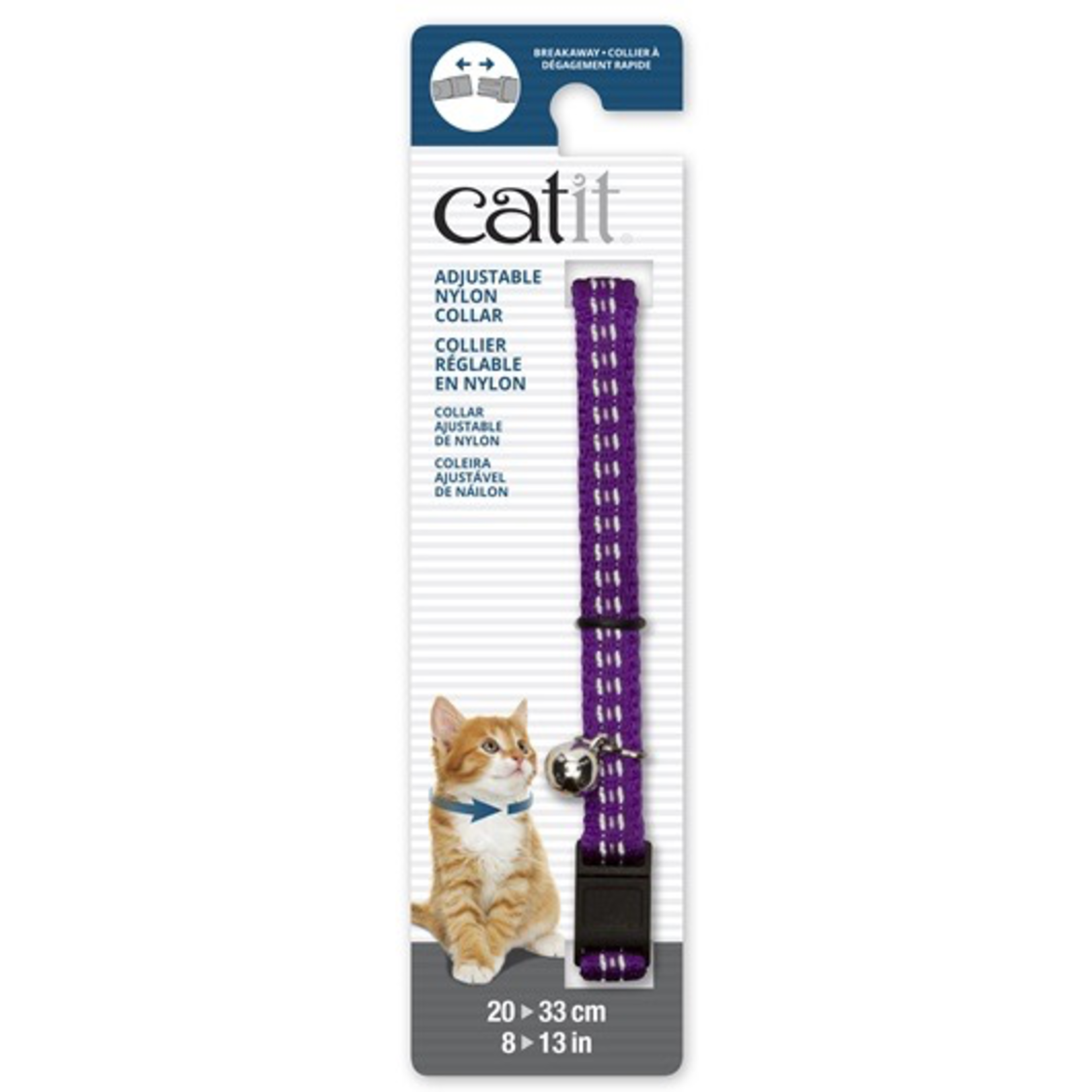 CAT IT Catit Adjustable Breakaway Nylon Collar - Reflective Purple - 20-33 cm (8-13 in)