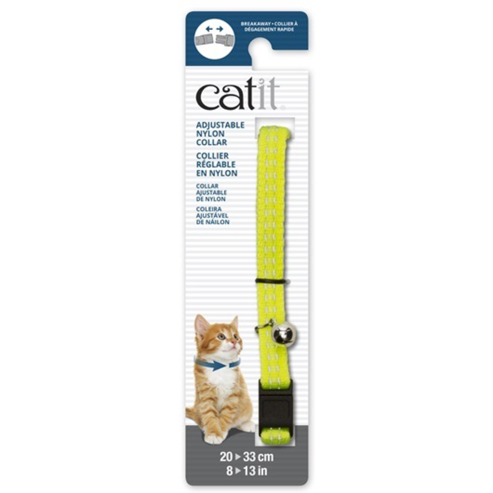 CAT IT Catit Adjustable Breakaway Nylon Collar - Reflective Yellow - 20-33 cm (8-13 in)