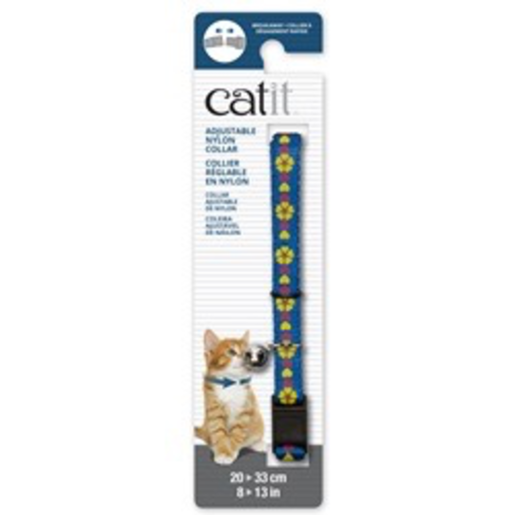 CAT IT Catit Adjustable Breakaway Nylon Collar - Blue with Flowers - 20-33 cm (8-13 in)