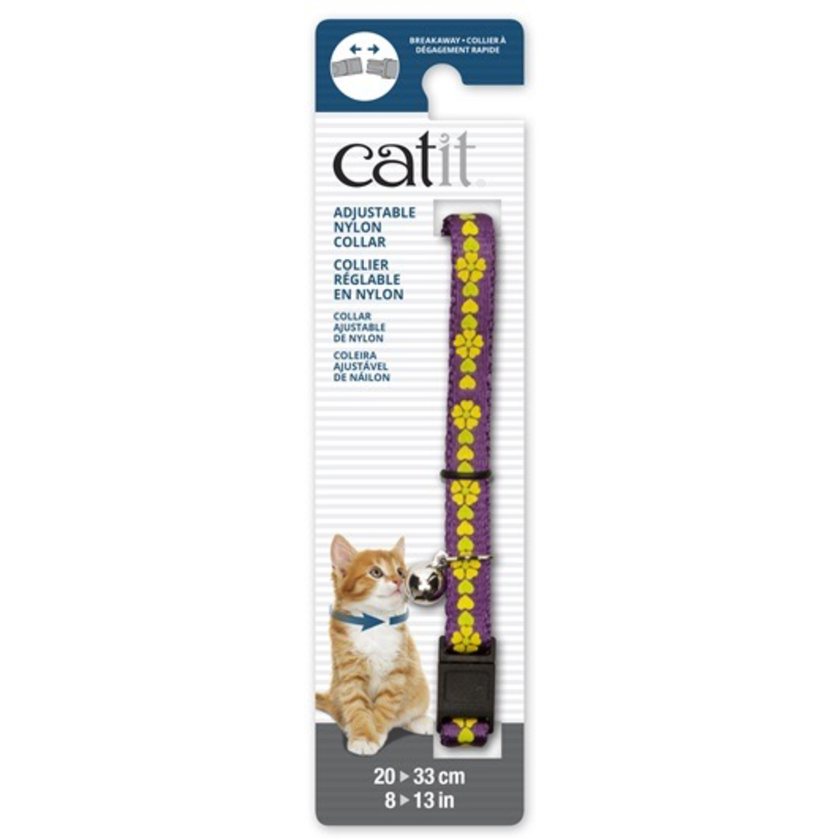 CAT IT Catit Adjustable Breakaway Nylon Collar - Purple with Flowers - 20-33 cm (8-13 in)