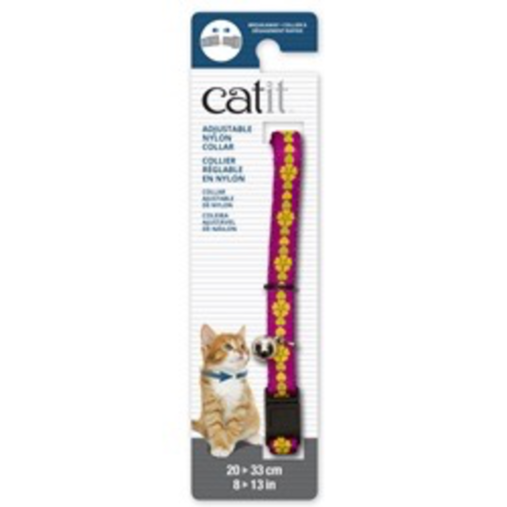 CAT IT Catit Adjustable Breakaway Nylon Collar - Pink with Flowers - 20-33 cm (8-13 in)
