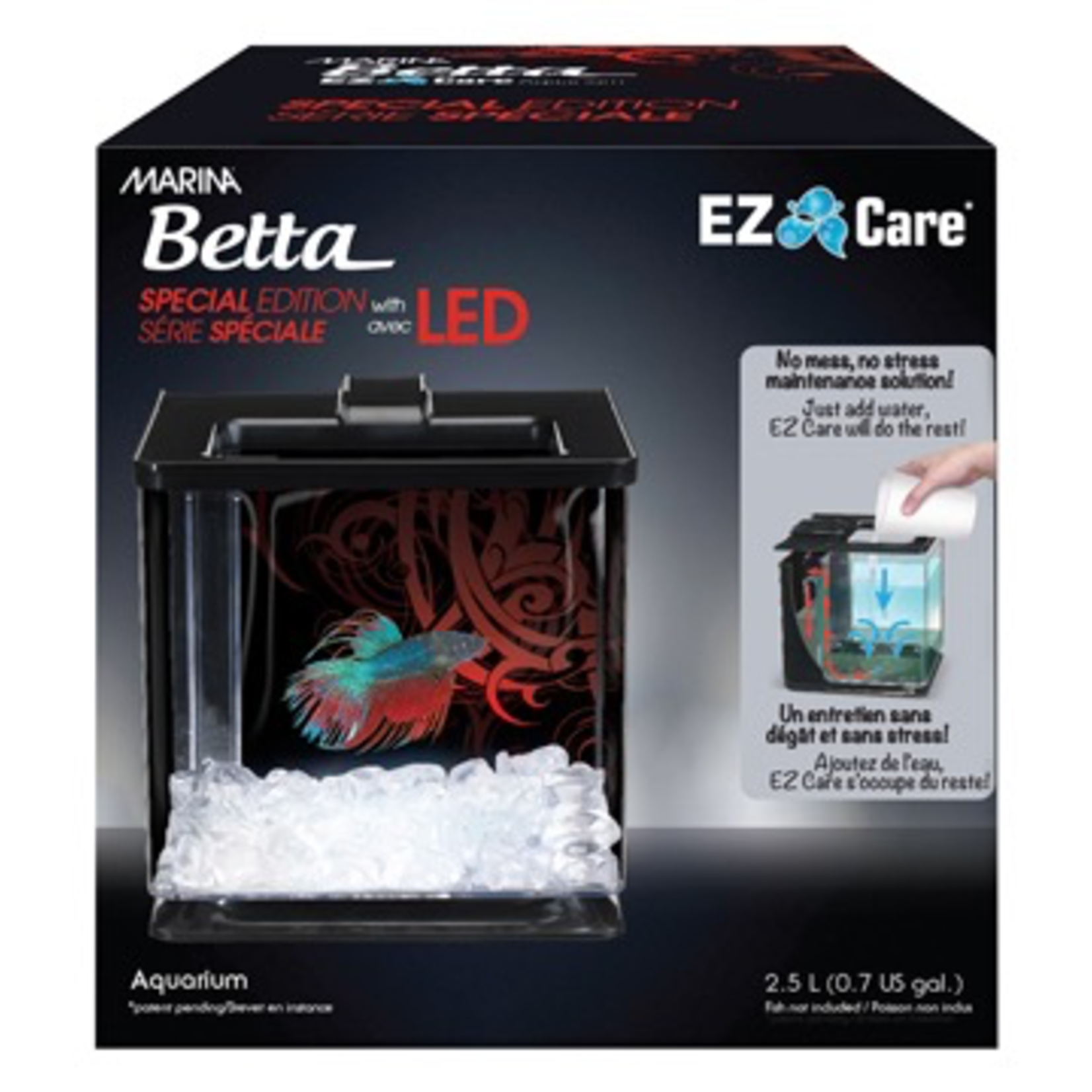 MARINA Marina Betta Special Edition EZ Care Aquarium - Black - 2.5 L (0.7 US Gal)