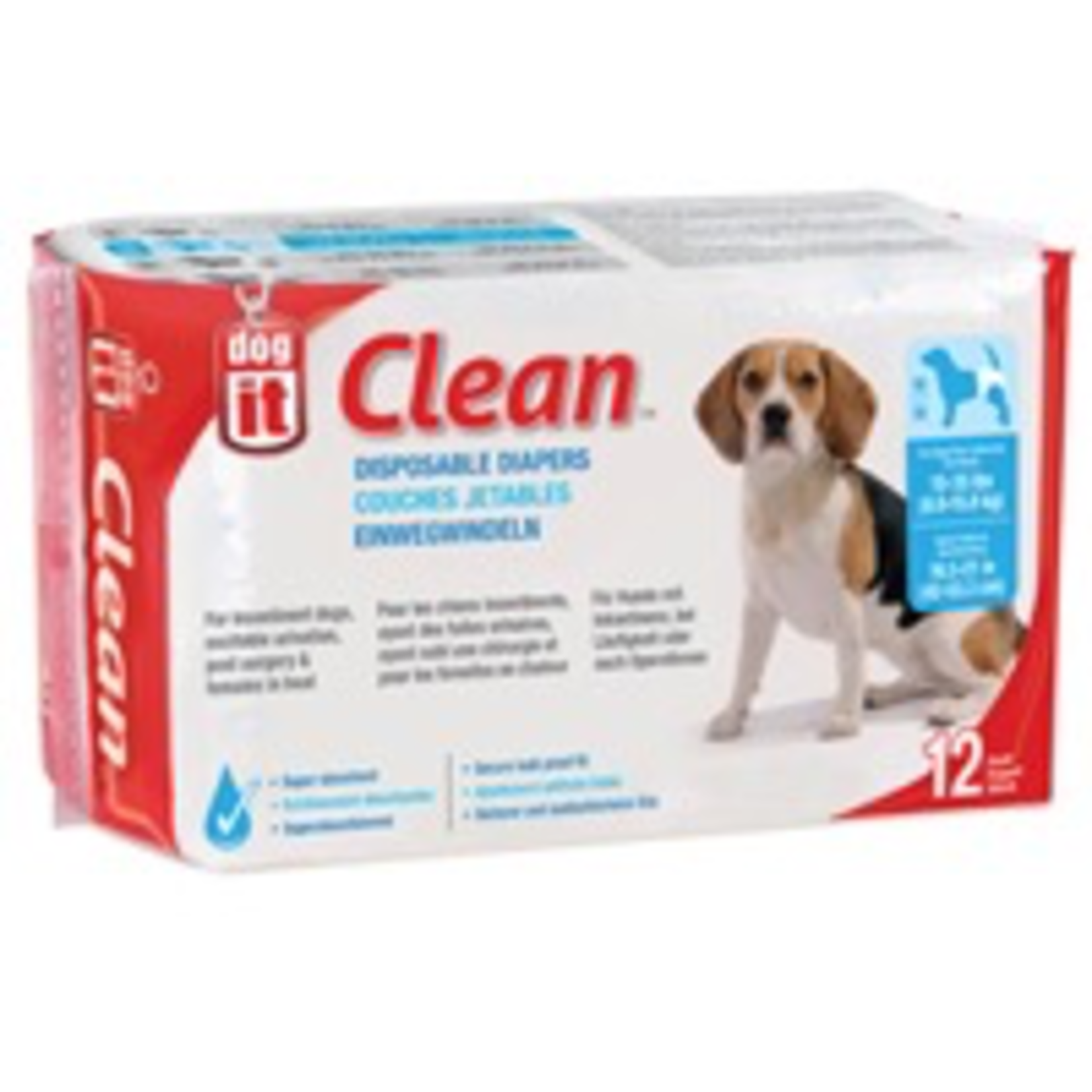 DOG IT Dogit Diapers - Medium - 15-35 lbs and waist 16.5-21 in - 12 pack