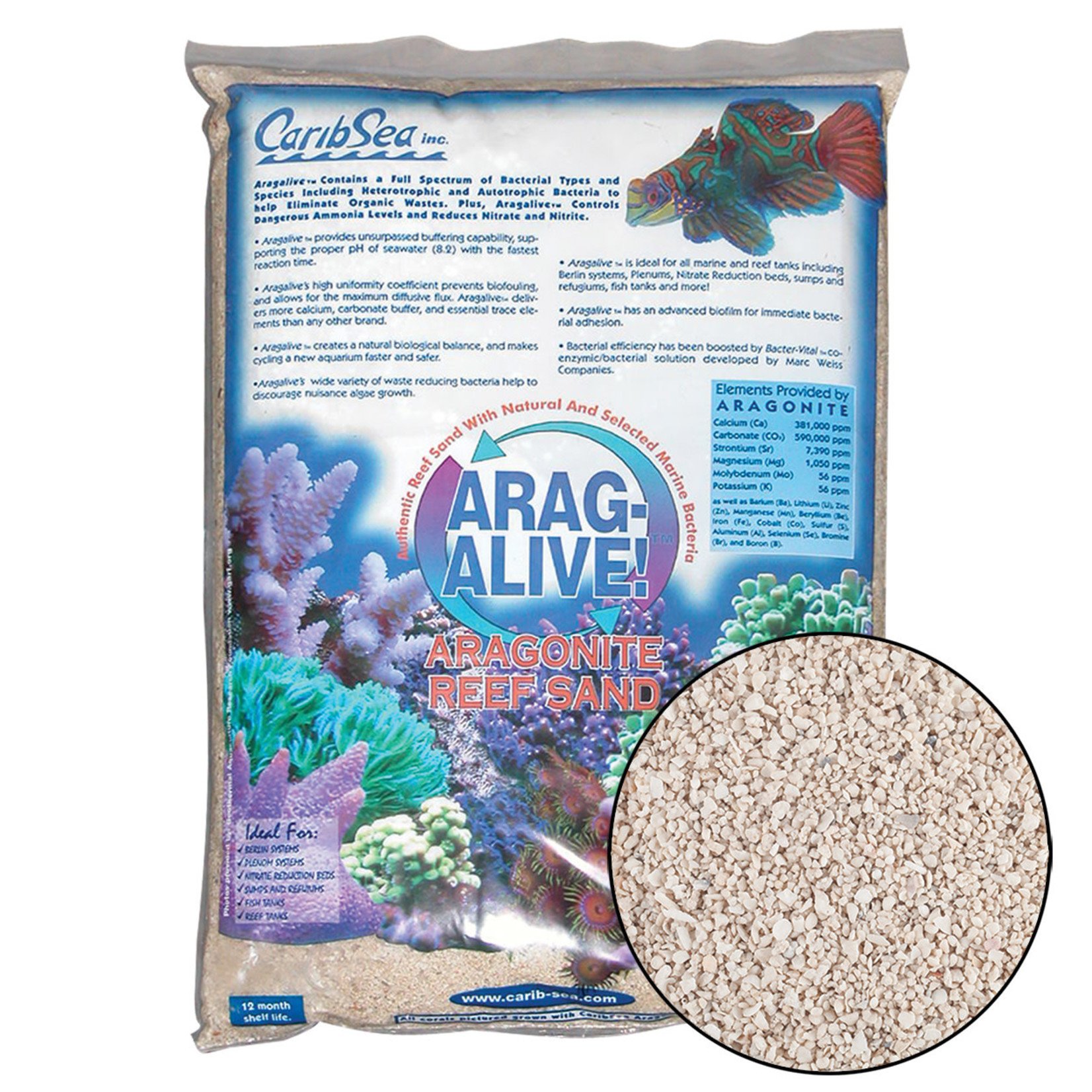 CARIBSEA (W) CARIBSEA Arag-Alive! Special Grade Reef Sand - 20 lb