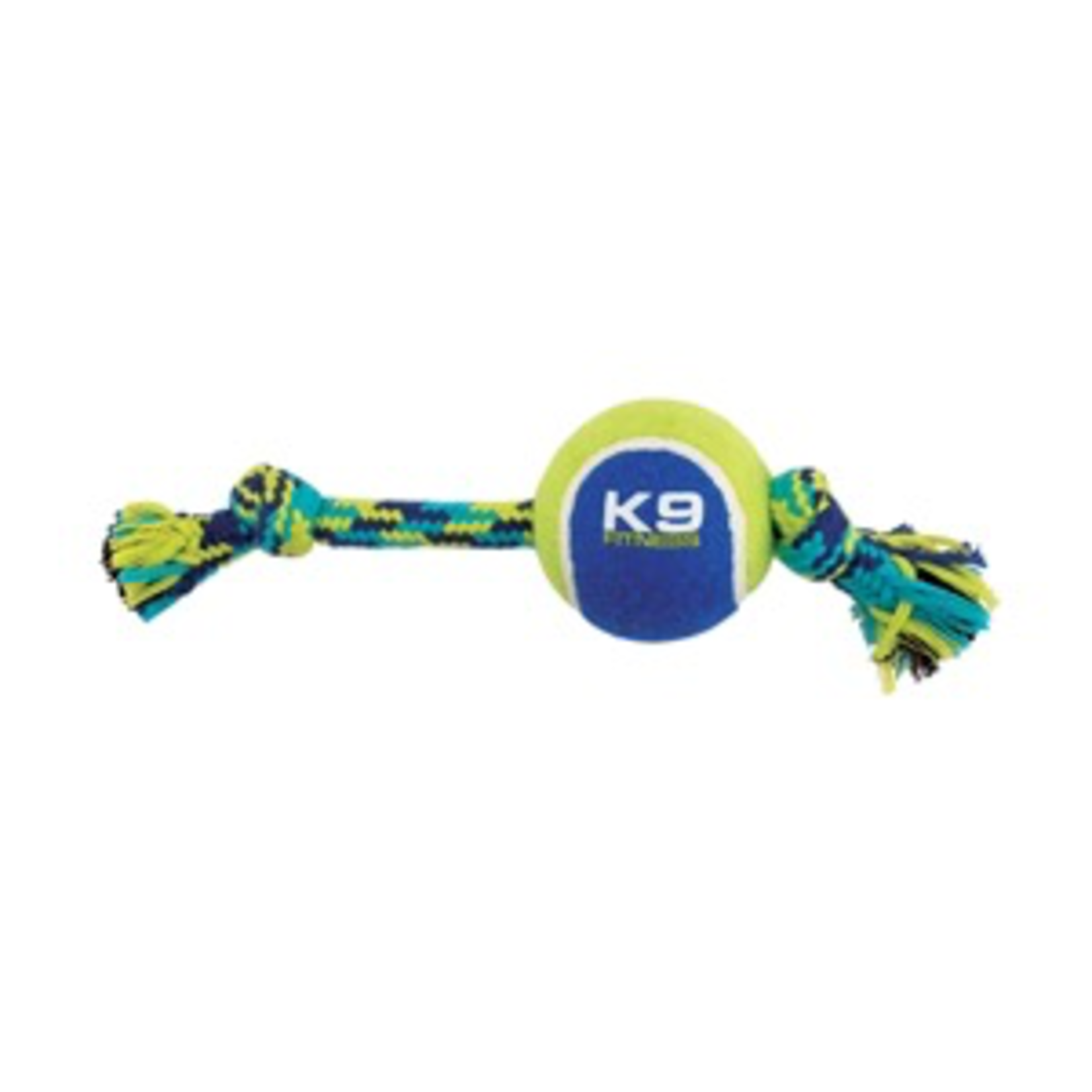 (W) K9 Fitness by Zeus Knotted Rope Bone with Tennis Ball - Medium - 25.4 cm (10 in)