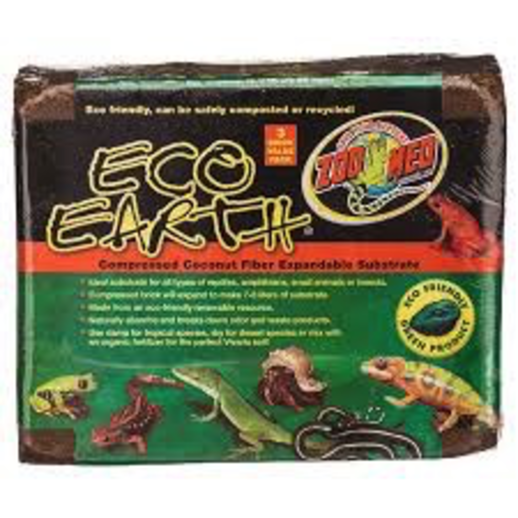 (W) Zoo Med Eco Earth Coconut Fiber Substrate - 3 Bricks