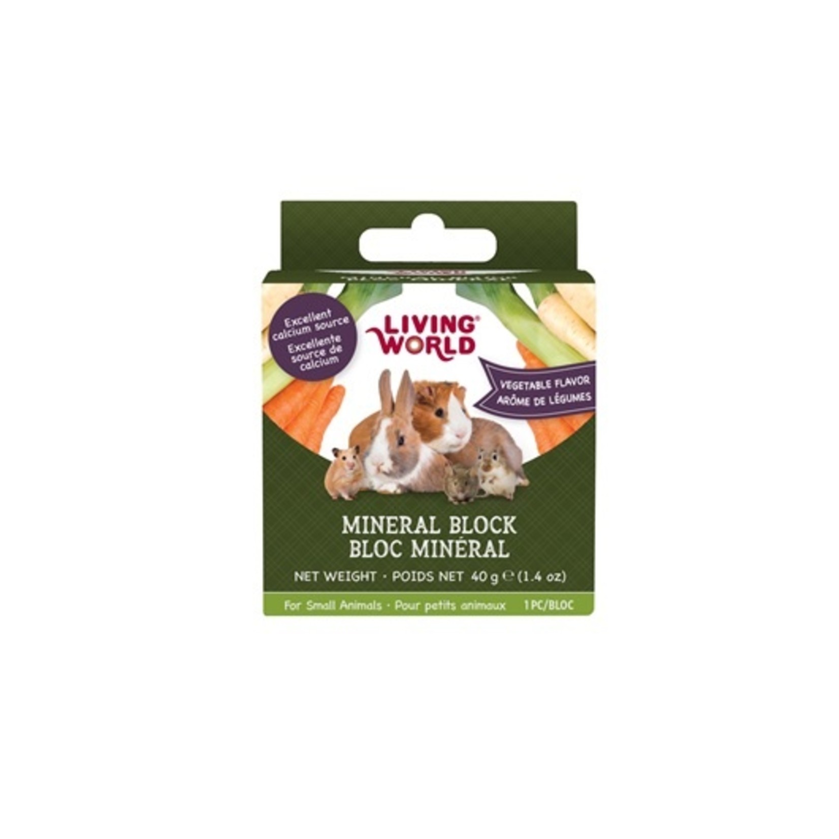 LIVING WORLD LW Sm Animal Mineral Block, Veg, 40g