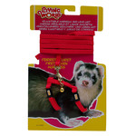 LIVING WORLD Living World Adjustable Harness and Lead Set For Ferrets - Red Lead size: (4 ft)