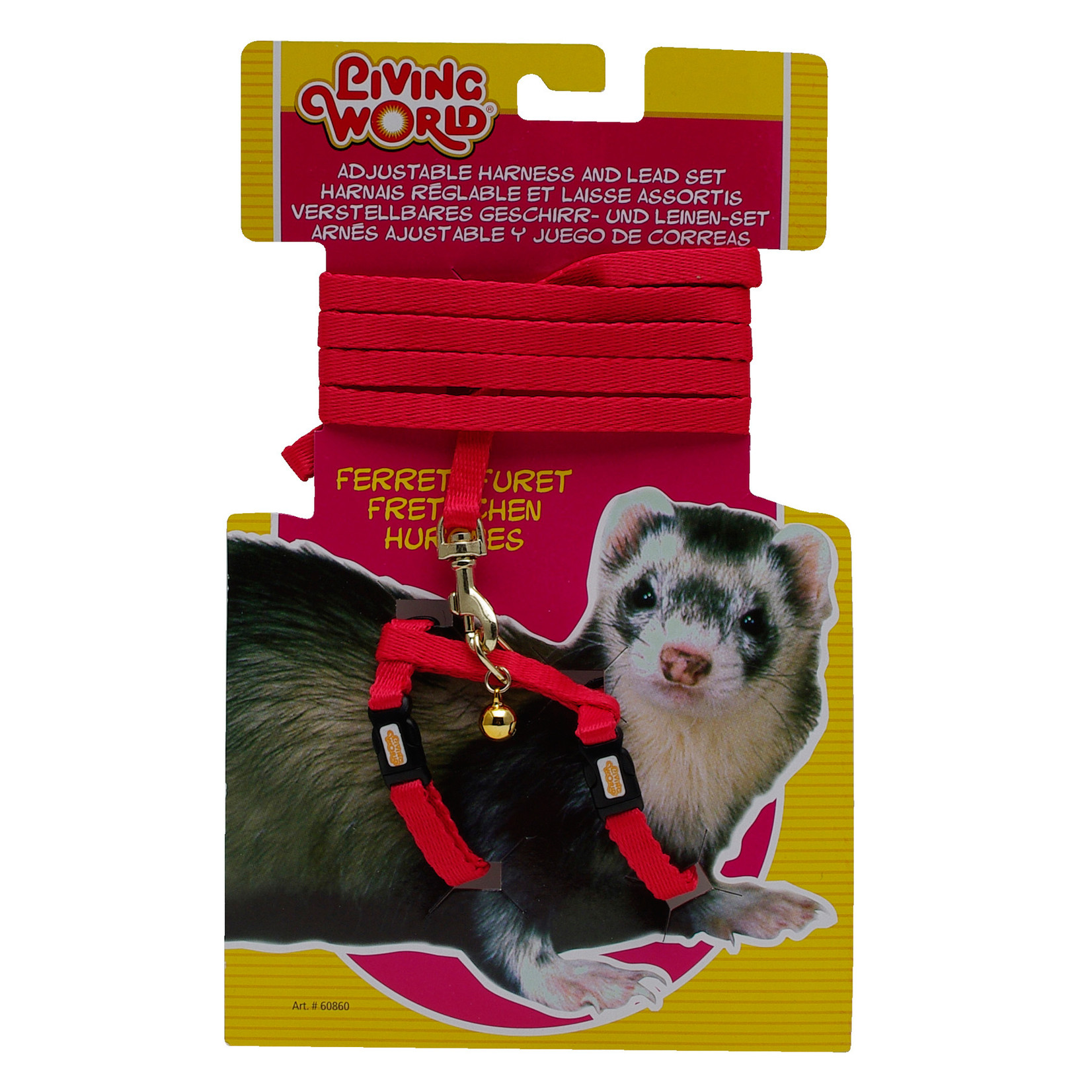 Living World Adjustable Harness and Lead Set For Ferrets - Red Lead size:  (4 ft) - Rick's Pet Stores Inc.