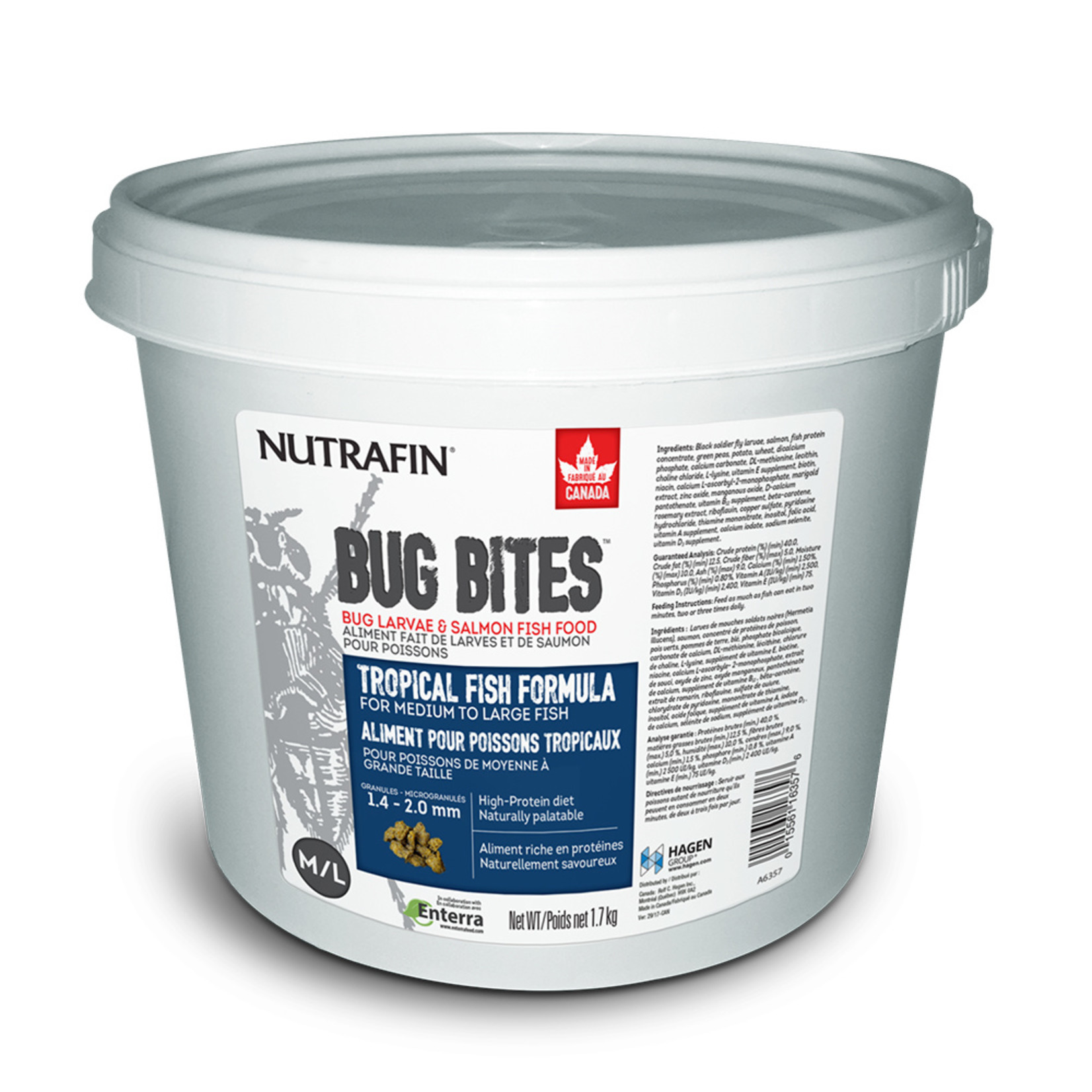 NUTRAFIN (W) Nutrafin Bug Bites Tropical Formula  Medium to Large Fish - 1.4 - 2.0 mm granules, 1.7 kg (3.7 lbs)