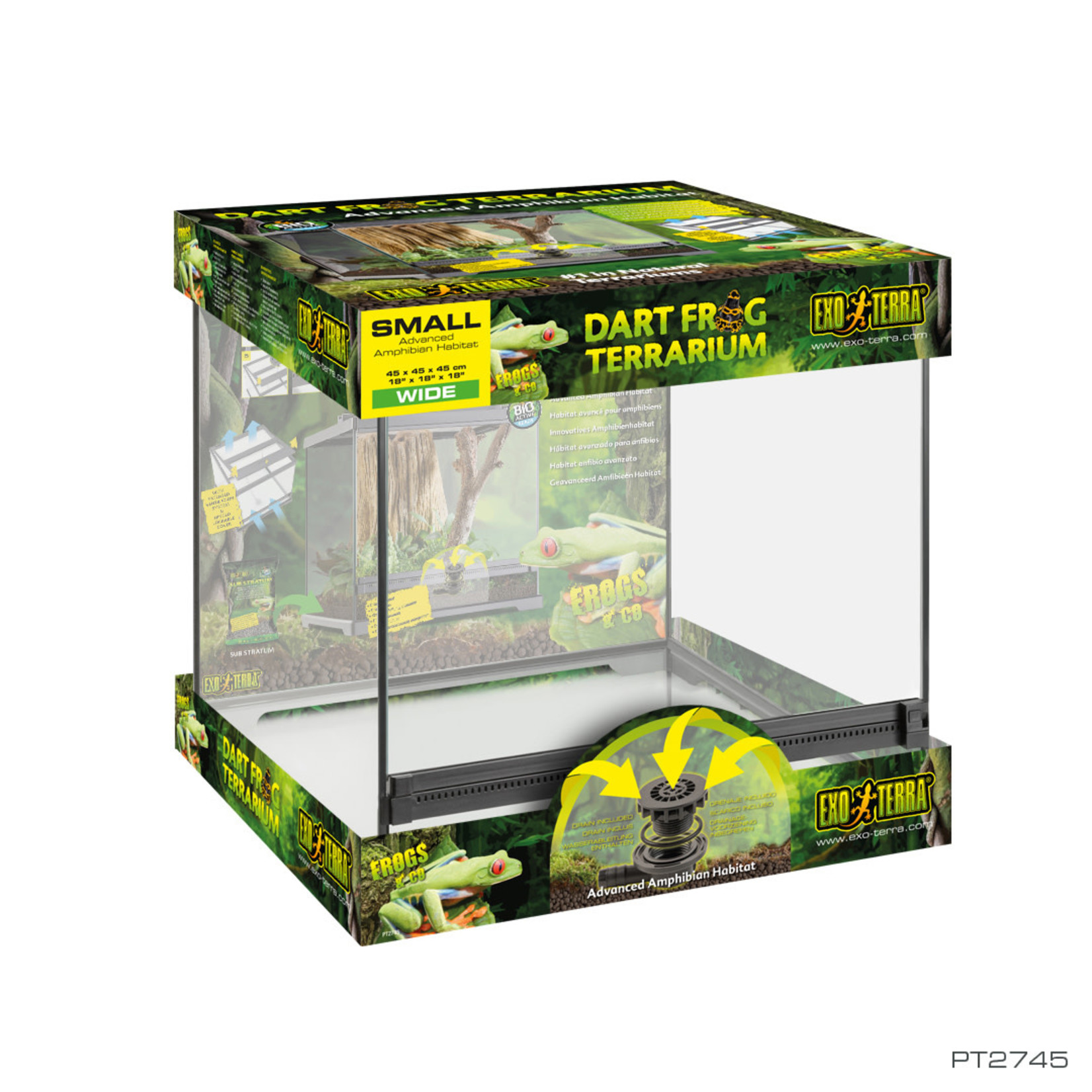 EXO TERRA Exo Terra Dart Frog Terrarium - Advanced Amphibian Habitat - Small/Wide - 18 x 18 x 18 in