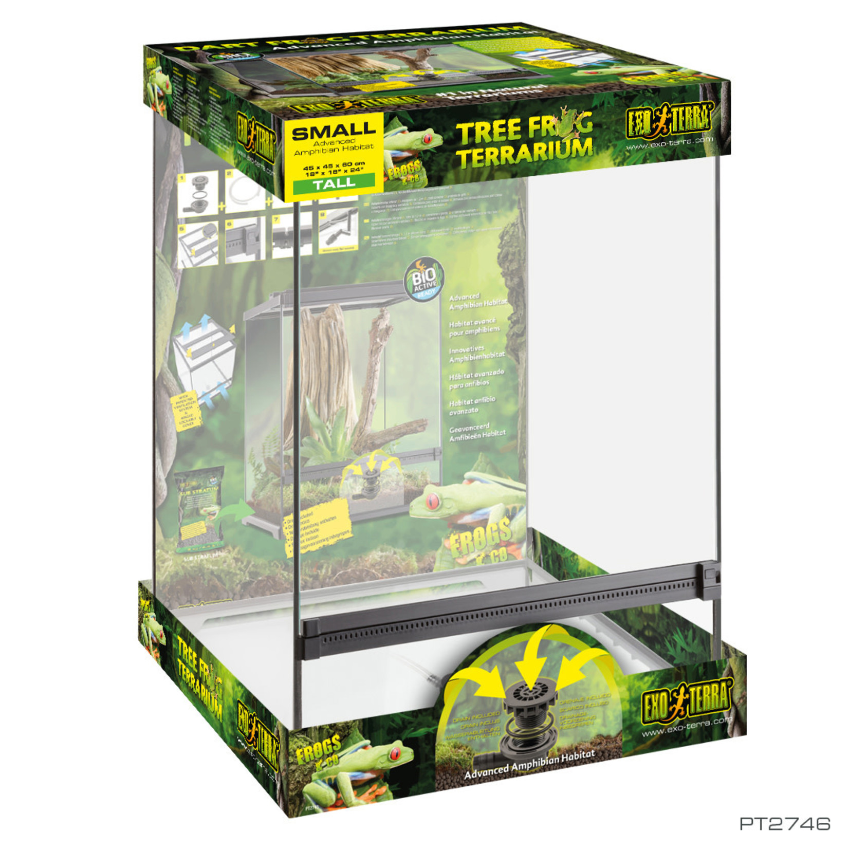 EXO TERRA Exo Terra Tree Frog Terrarium - Advanced Amphibian Habitat - Small/Tall - 18 x 18 x 24 in