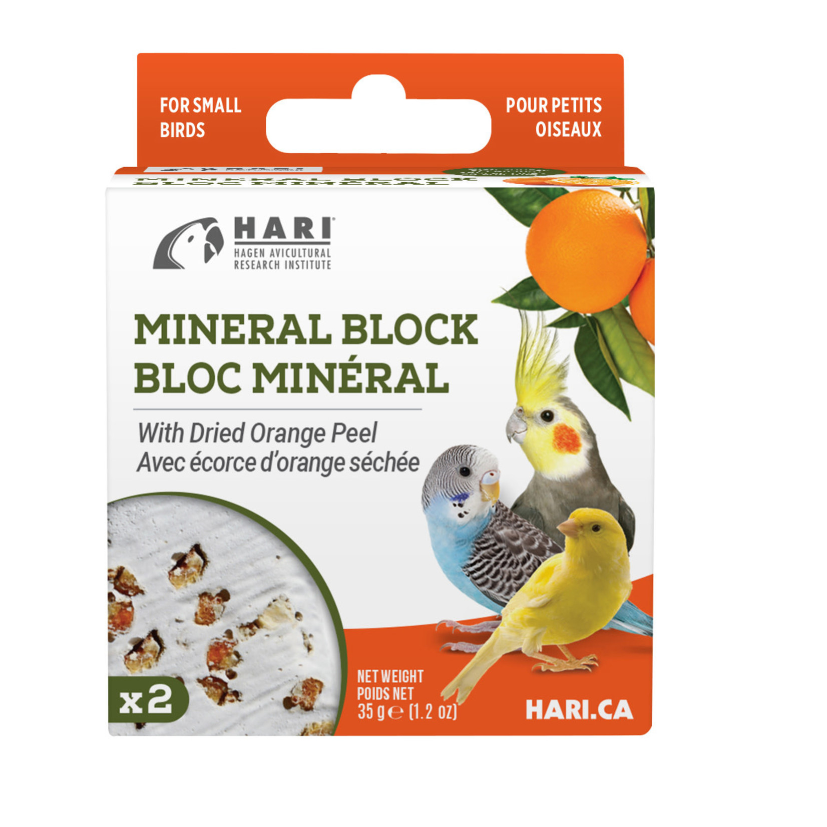 HARI HARI Mineral Block for Small Birds - Dried Orange Peel - 35 g - 2 pack