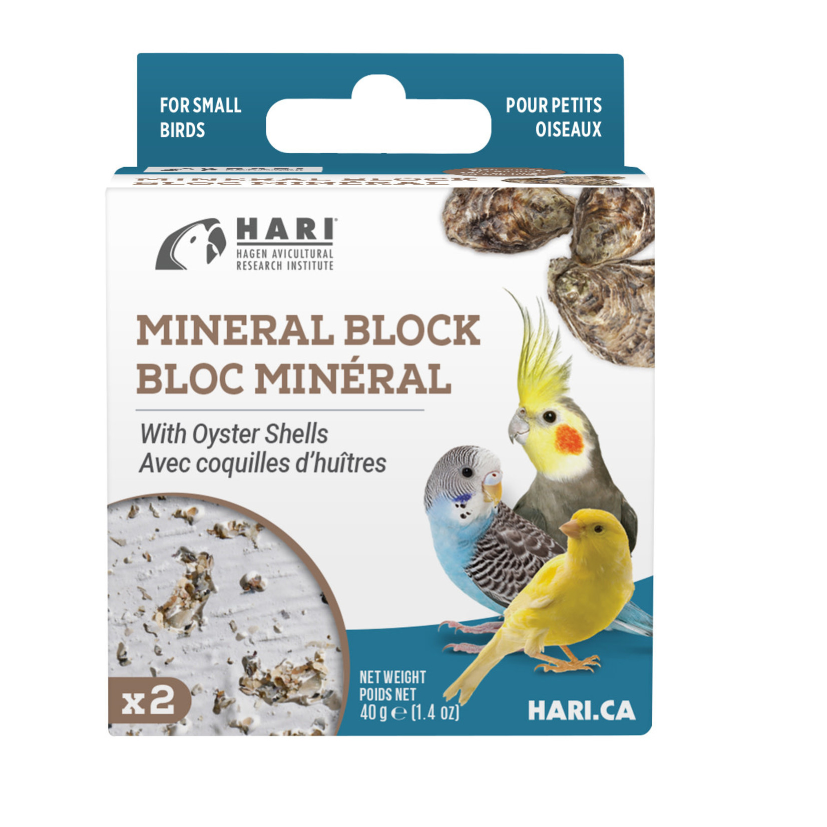 HARI HARI Mineral Block for Small Birds - Oyster Shells - 40 g - 2 pack