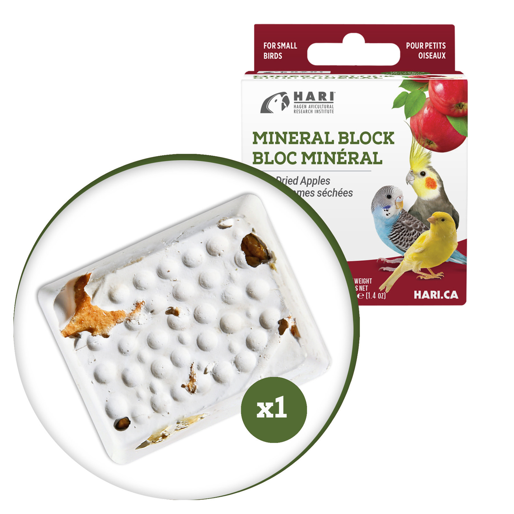 HARI HARI Mineral Block for Small Birds - Dried Apple - 40 g - 1 pack