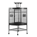 HARI HARI Playtop Corner Parrot Cage - Silver Antique Black - 94 L x 66 W x 159 H cm (37 in x 26 in x 62.5 in)