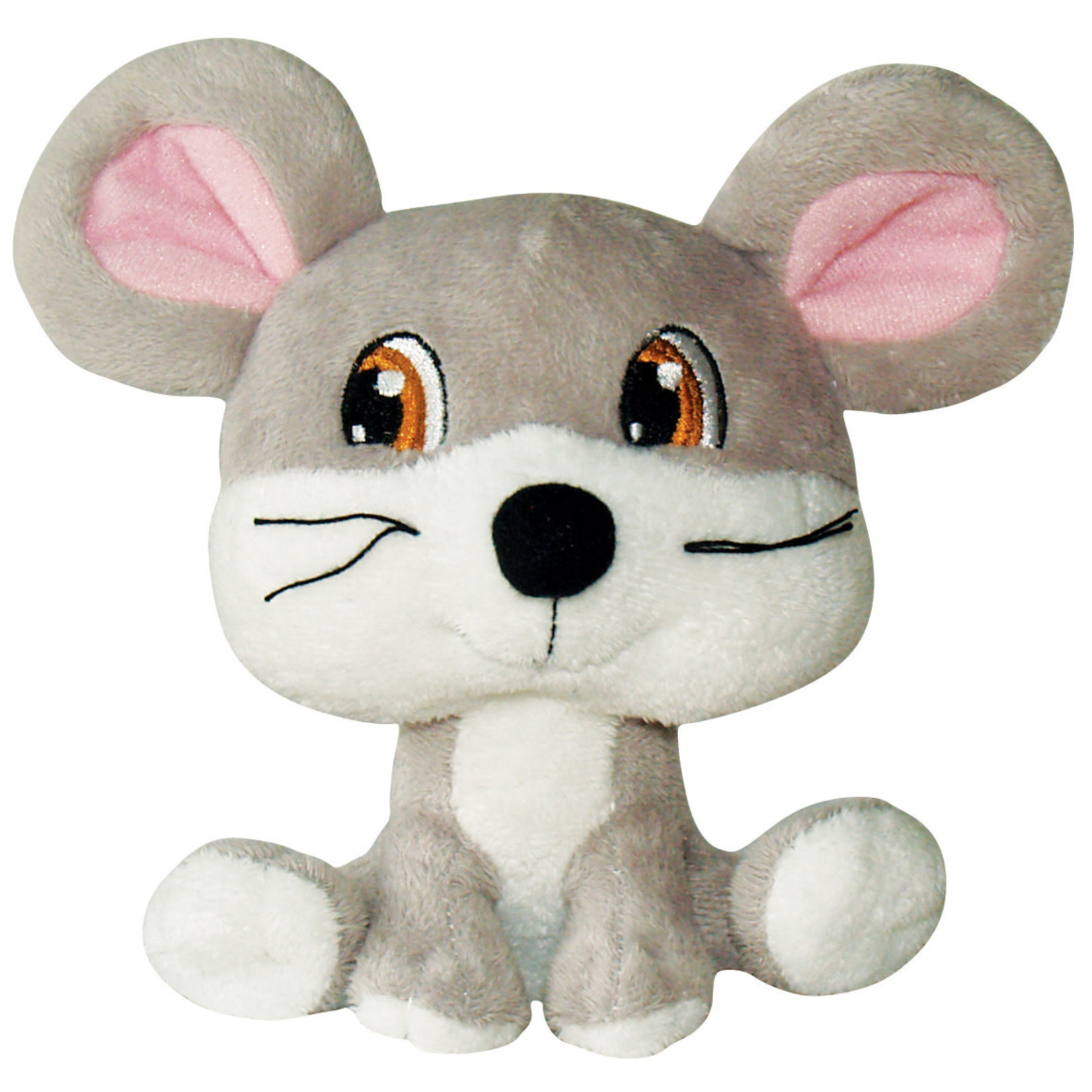 DOG IT Dogit Luvz Big Heads Plush Dog Toy, Gray Mouse (15cm/6in)