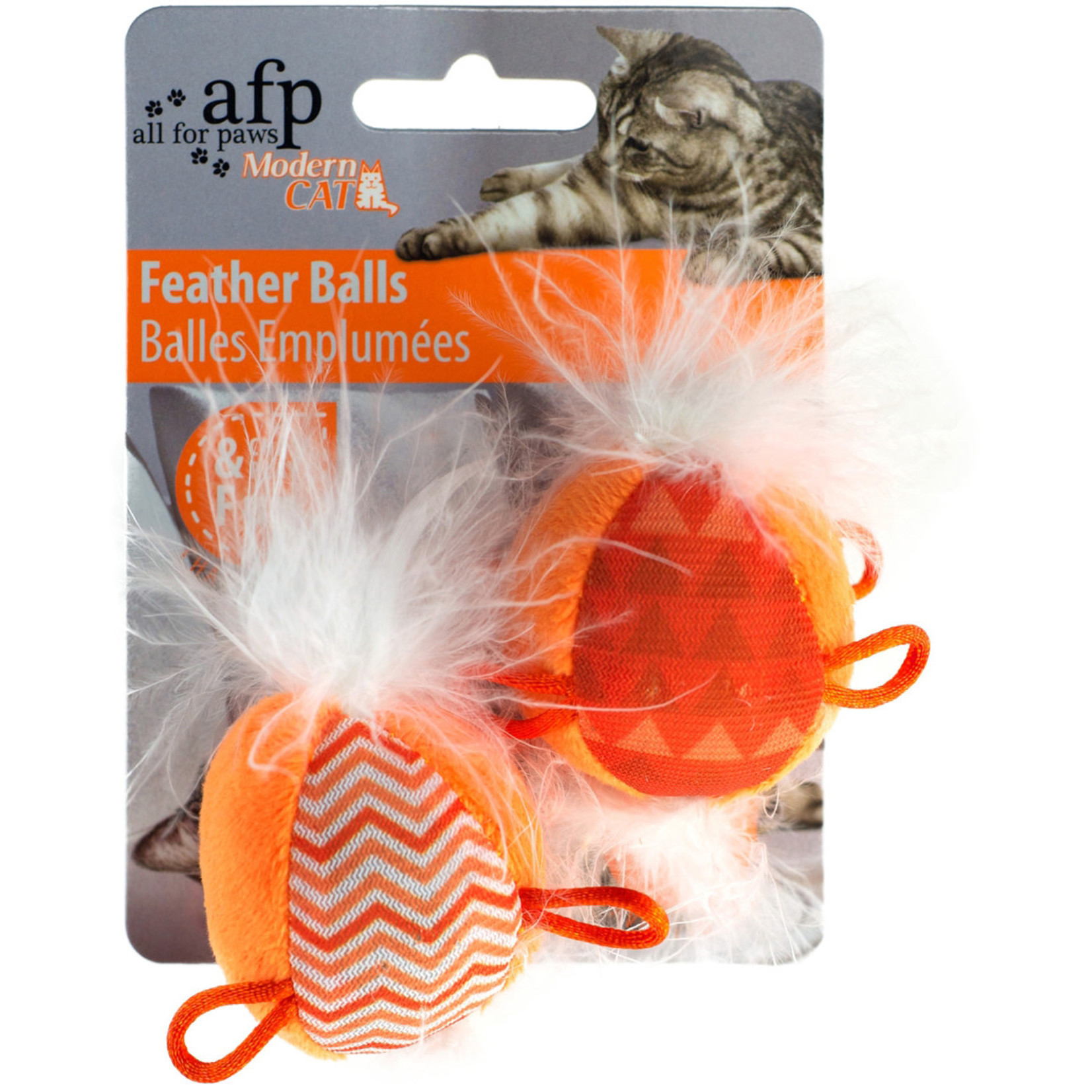 AFP All for Paws Modern Cat Feather Balls with Sound - 2 pack