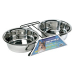 DOG IT Dogit Stainless Steel Double Dog Diner, Large - with 2 x 1.5L (50 fl oz) bowls and stand