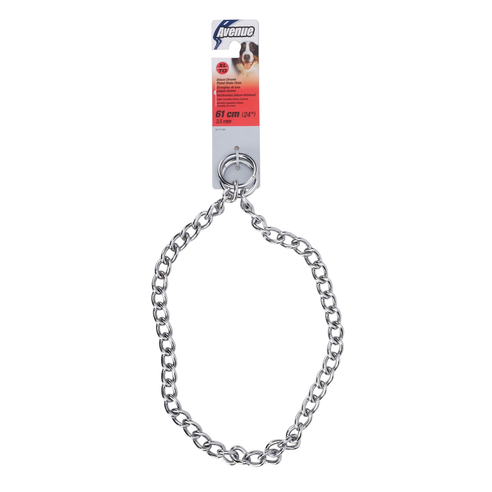 AVENUE Avenue Deluxe Chrome Plated Choke Chain Collar - XLarge - 61 cm (24in)