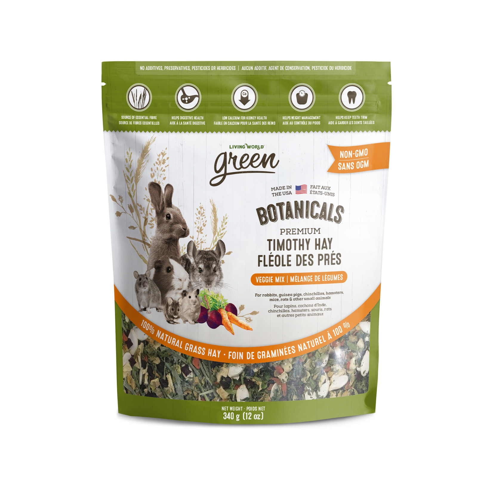 LIVING WORLD Living World Green Botanicals Premium Timothy Hay - Veggie Mix - 340 g (12 oz)
