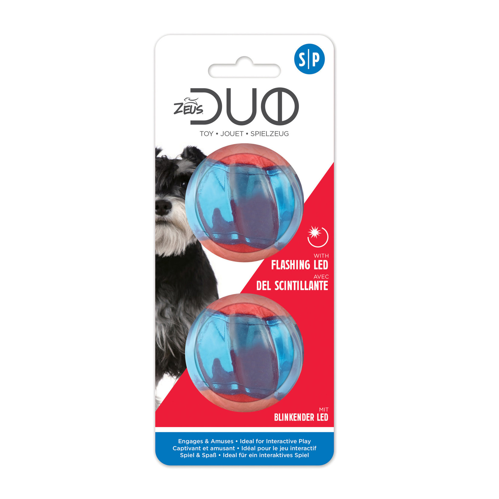 ZEUS Zeus Duo Ball Dog Toy with Flashing LED - Small - 2 pack - 5 cm (2 in)