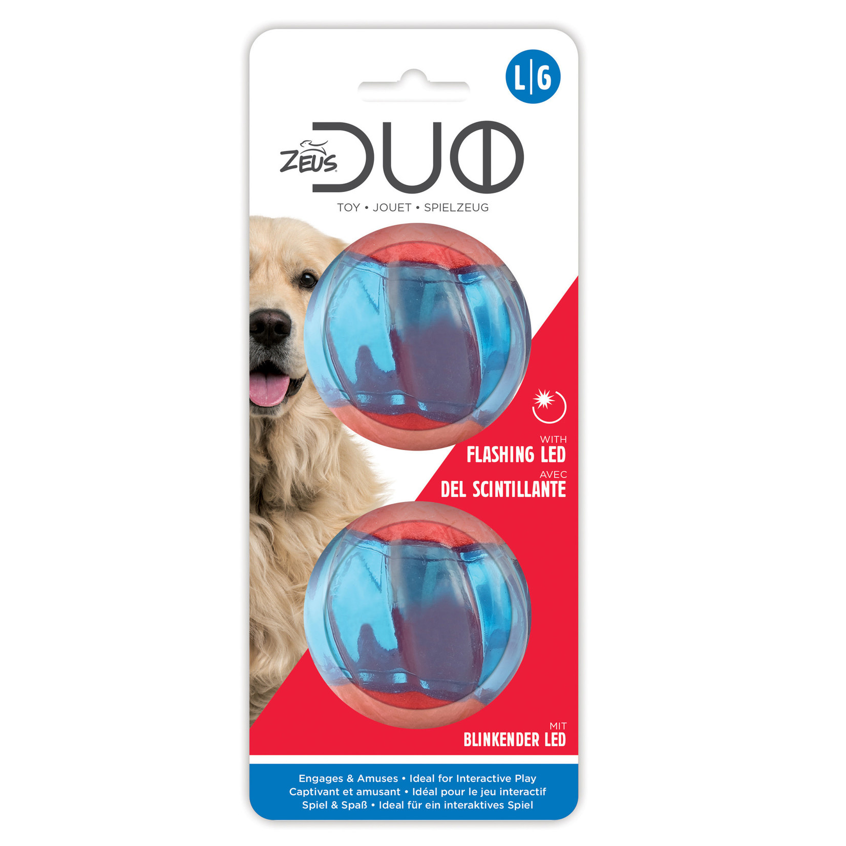 ZEUS (W) Zeus Duo Ball Dog Toy with Flashing LED - Large - 2 pack - 6.3 cm (2.5 in)