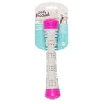 MESSY MUTTS Totally Pooched Chew n' Squeak Rubber Stick 8.5", Grey/Pink