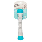 MESSY MUTTS Totally Pooched Chew n' Squeak Rubber Stick 8.5", Grey/Teal