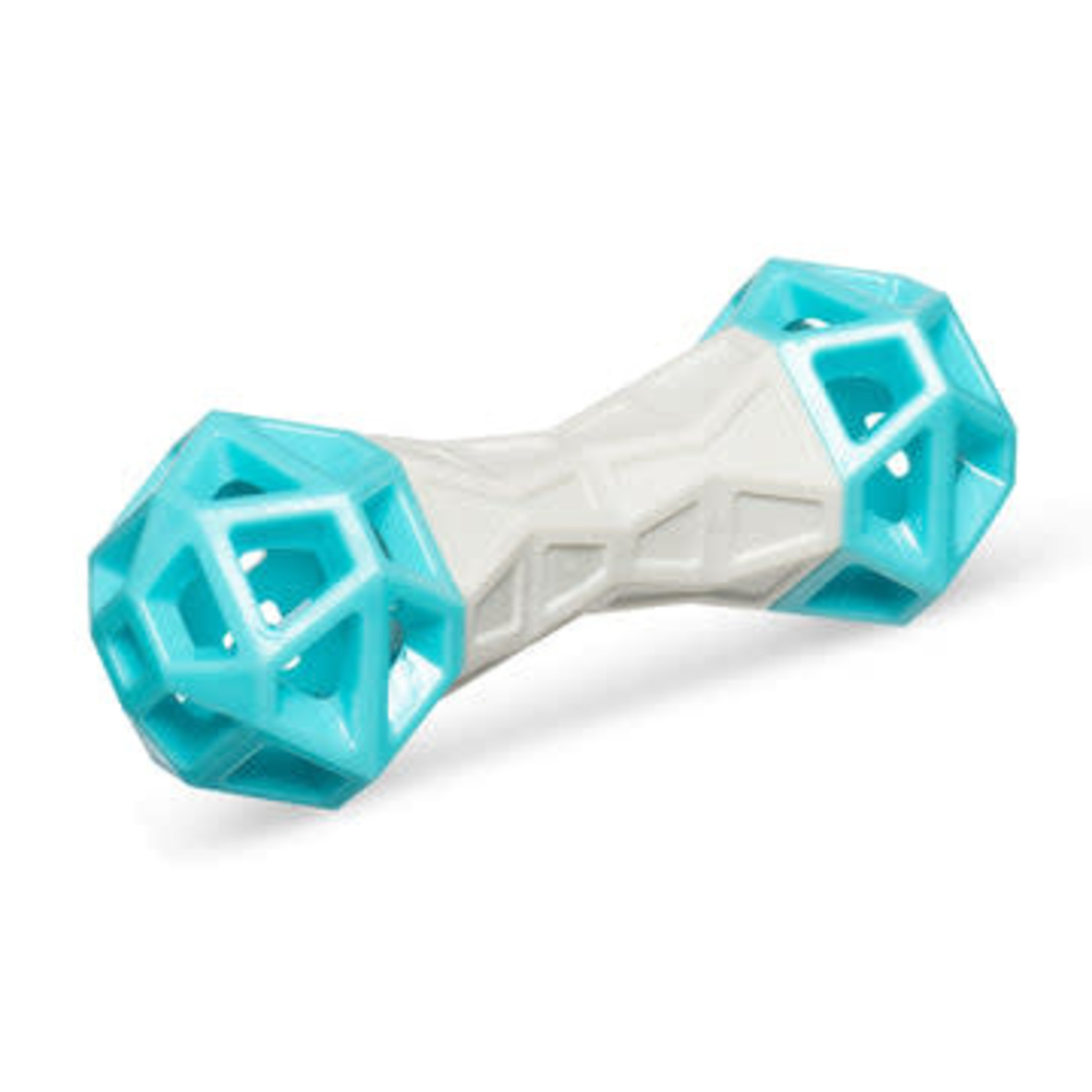 MESSY MUTTS Totally Pooched Flex n' Squeak Rubber Toy 7", Grey/Teal