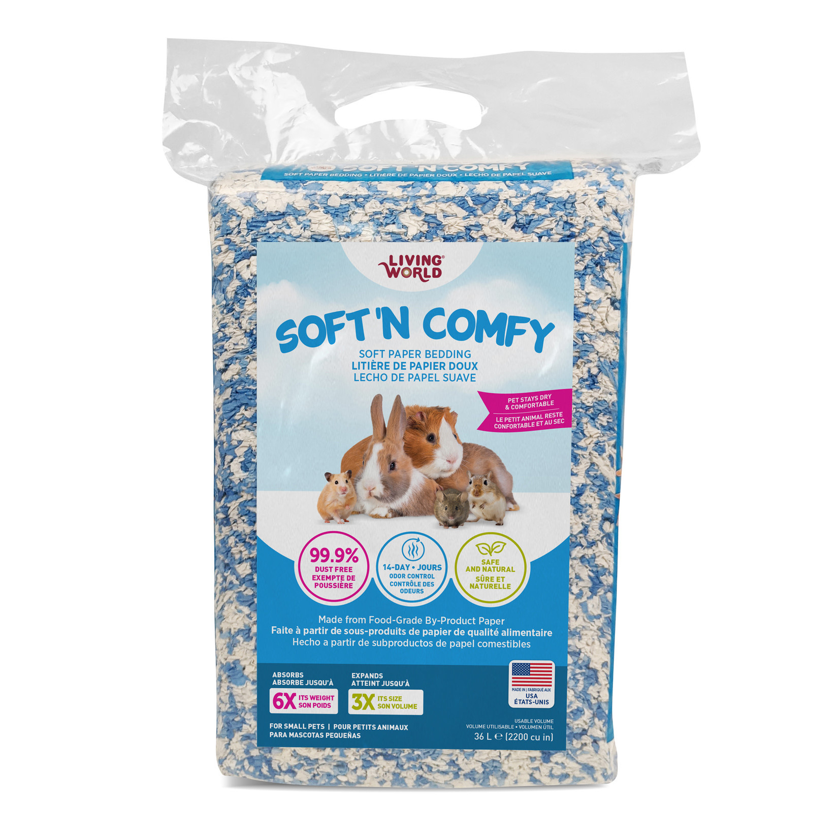 LIVING WORLD Living World Soft 'N Comfy Small Animal Paper Bedding - Bi-Colour - 36 L (2200 cu in)