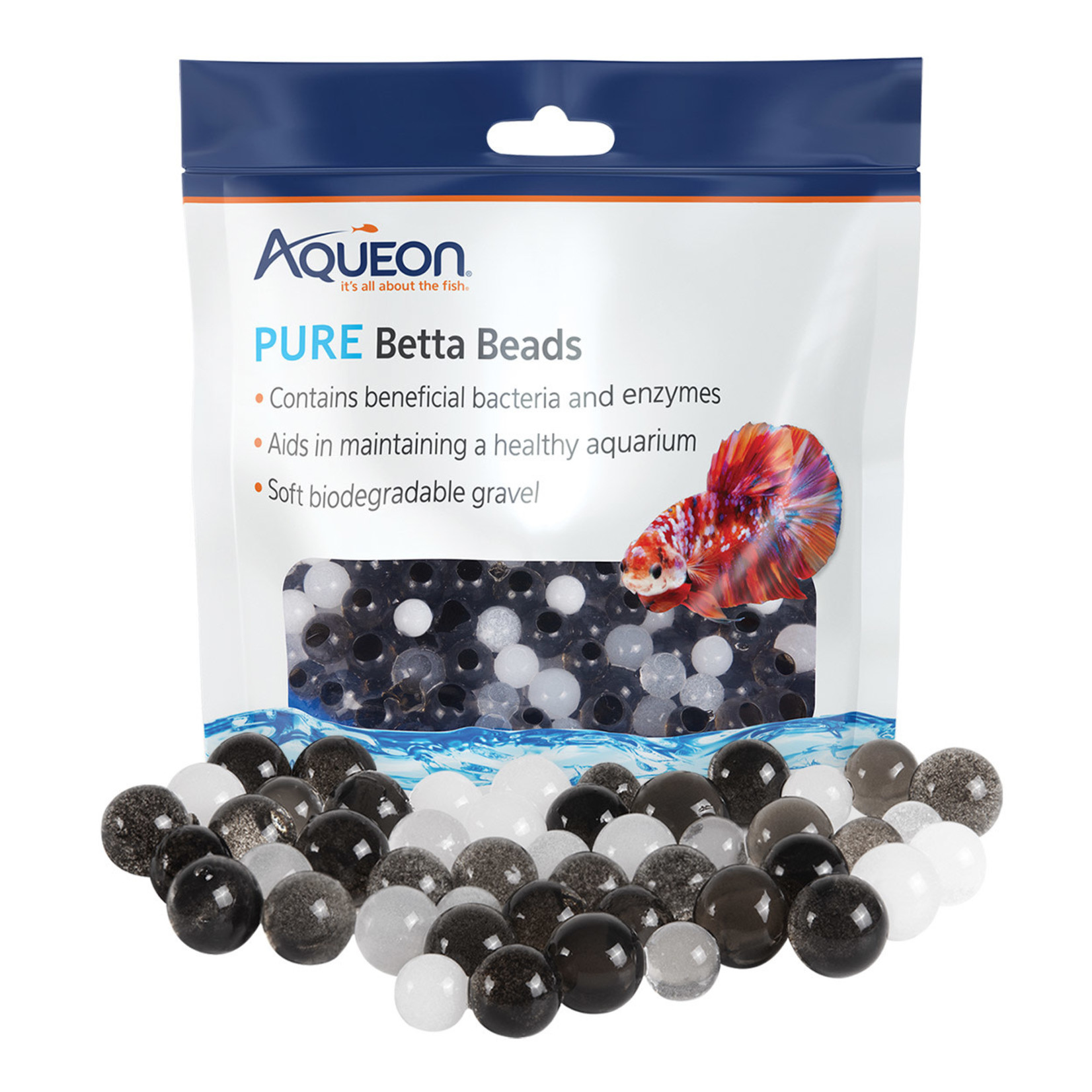 AQUEON Aqueon Pure Betta Beads - Black/White - 350 ml