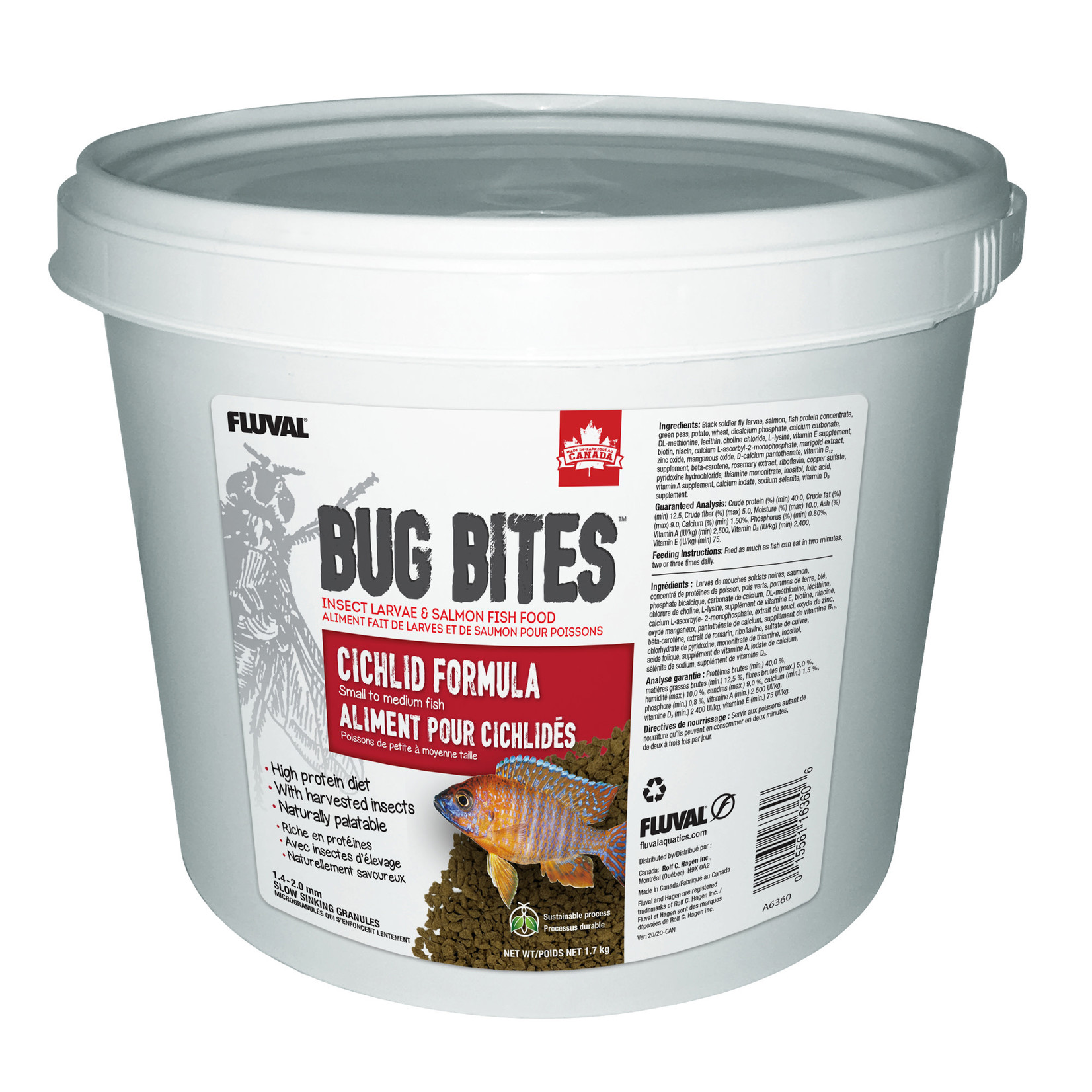 NUTRAFIN Nutrafin Bug Bites Cichlid Formula - Medium to Large Fish - 1.4-2.0 mm granules - 1.7 kg (3.7 lbs)