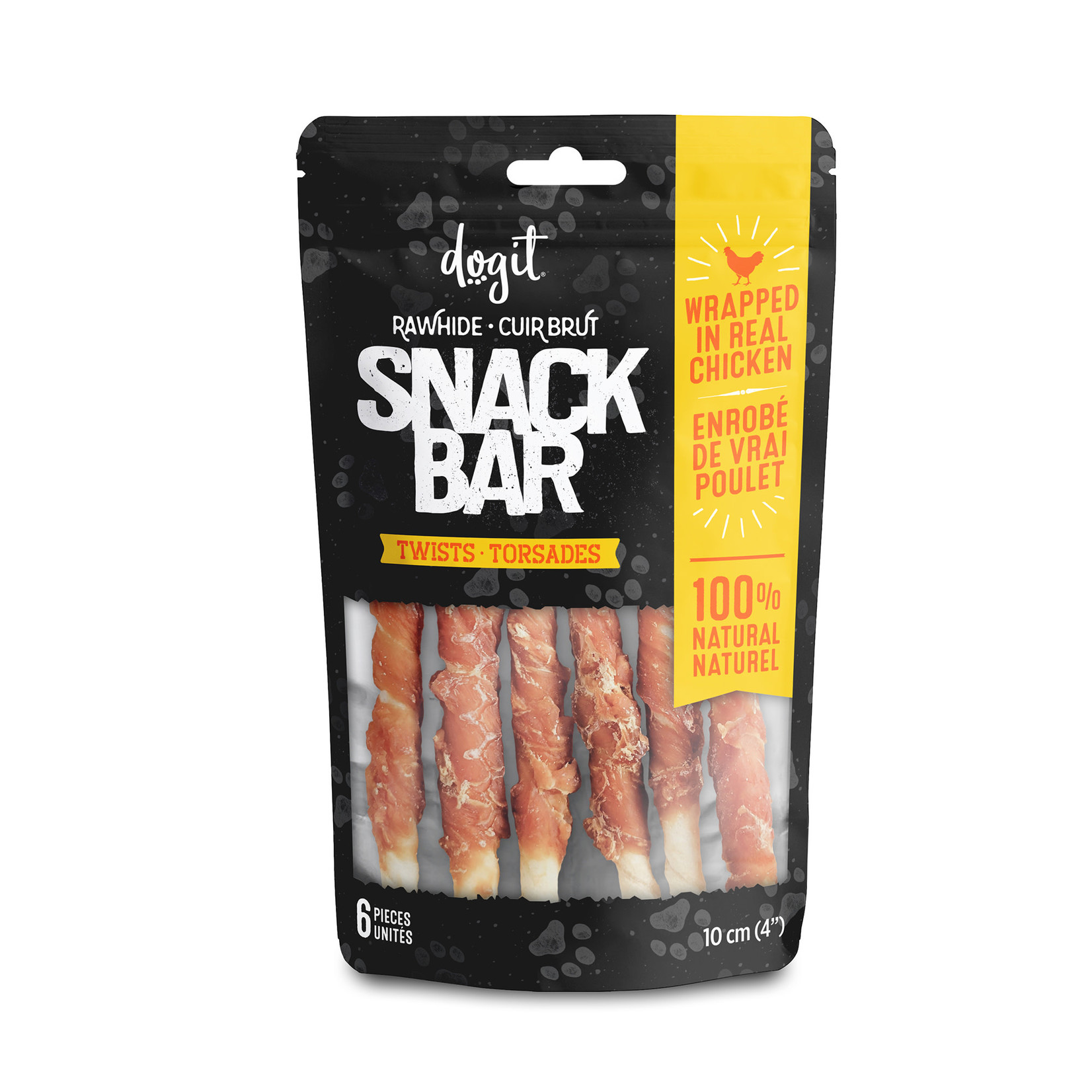 DOG IT Dogit Snack Bar Rawhide - Chicken-Wrapped Twists - 6 pcs (10 cm/4 in)