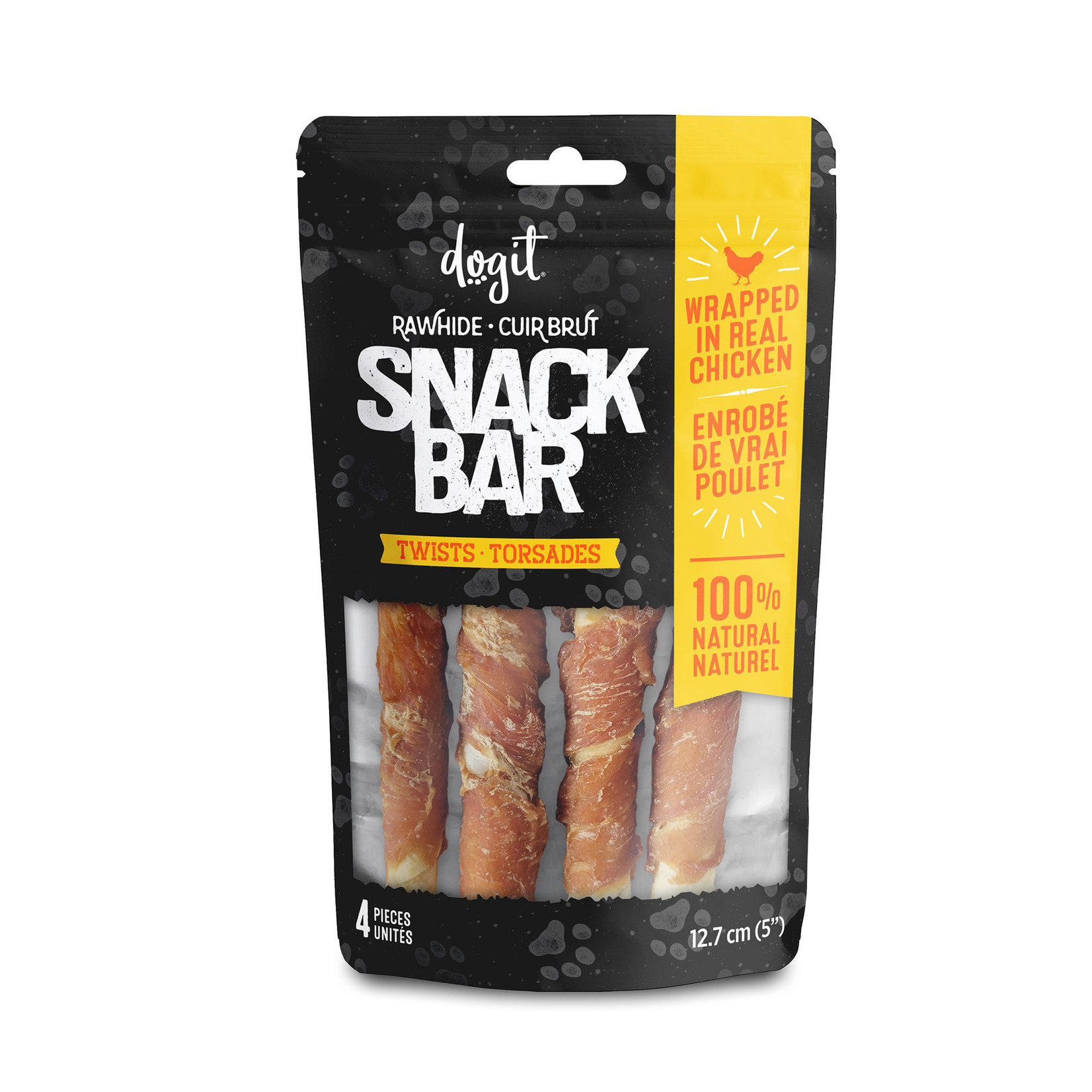 DOG IT Dogit Snack Bar Rawhide - Chicken-Wrapped Twists - 4 pcs (12.7 cm/5 in)