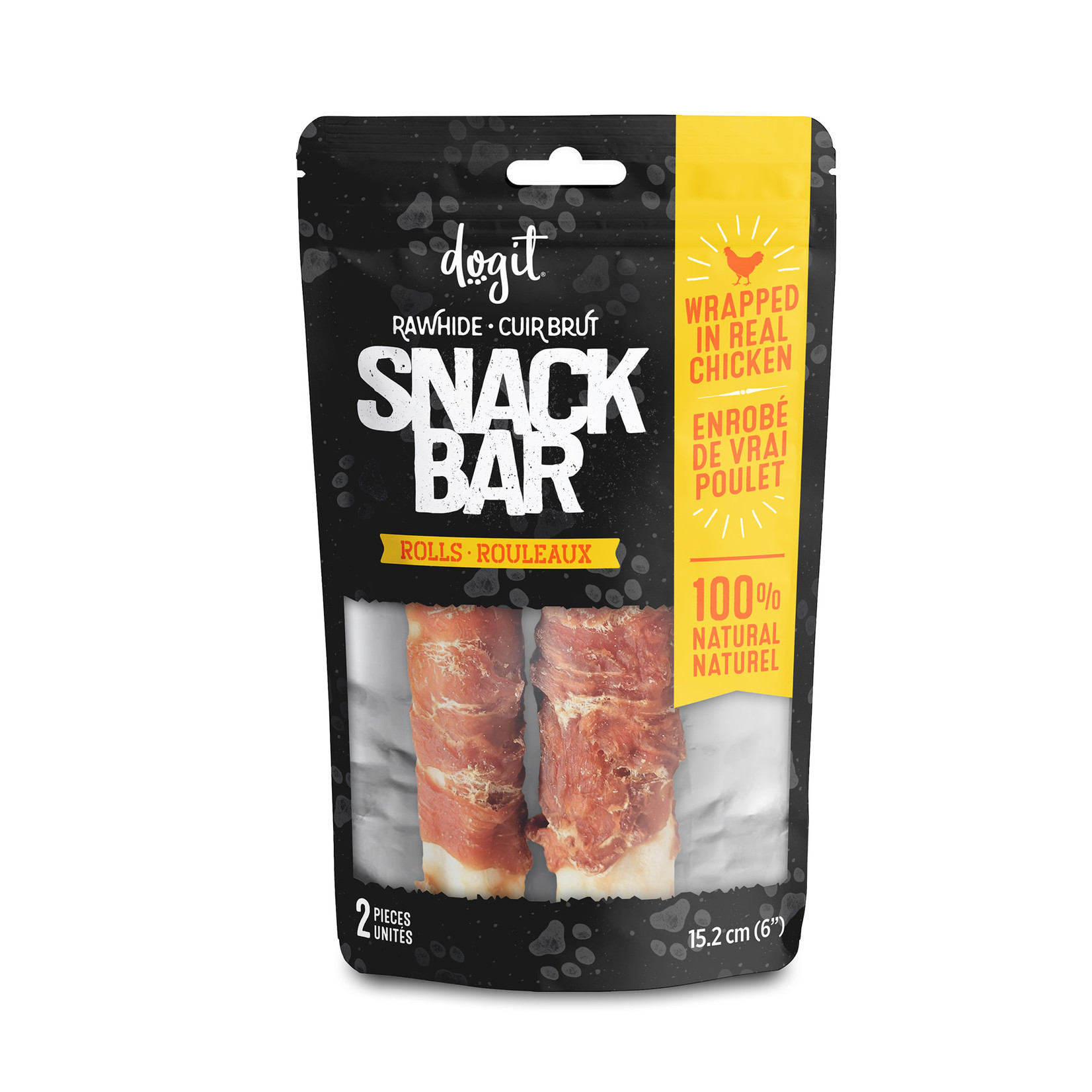 DOG IT Dogit Snack Bar Rawhide - Chicken-Wrapped Rolls - 2 pcs (15.2 cm/6 in)