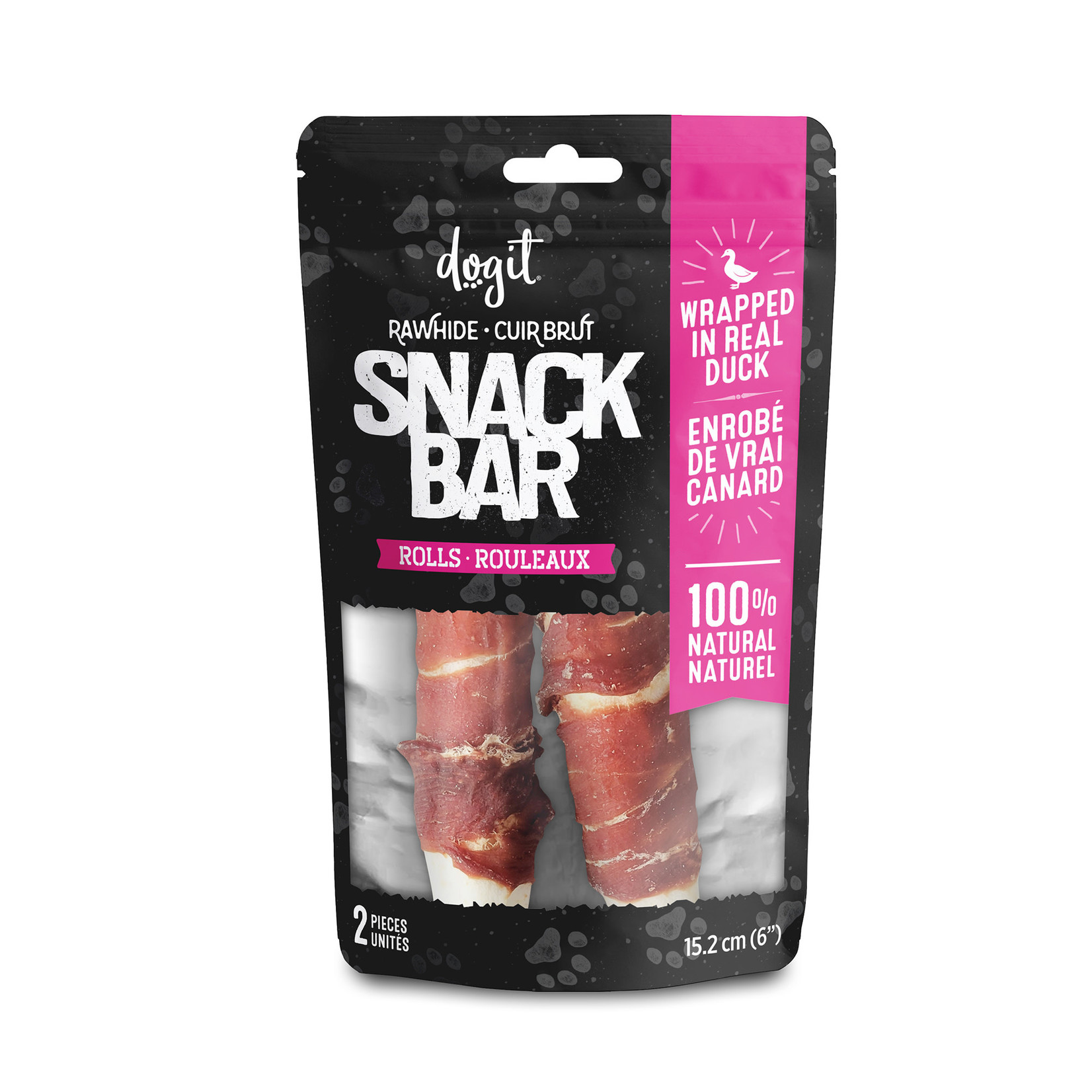 DOG IT Dogit Snack Bar Rawhide - Duck-Wrapped Rolls - 2 pcs (15.2 cm/6 in)