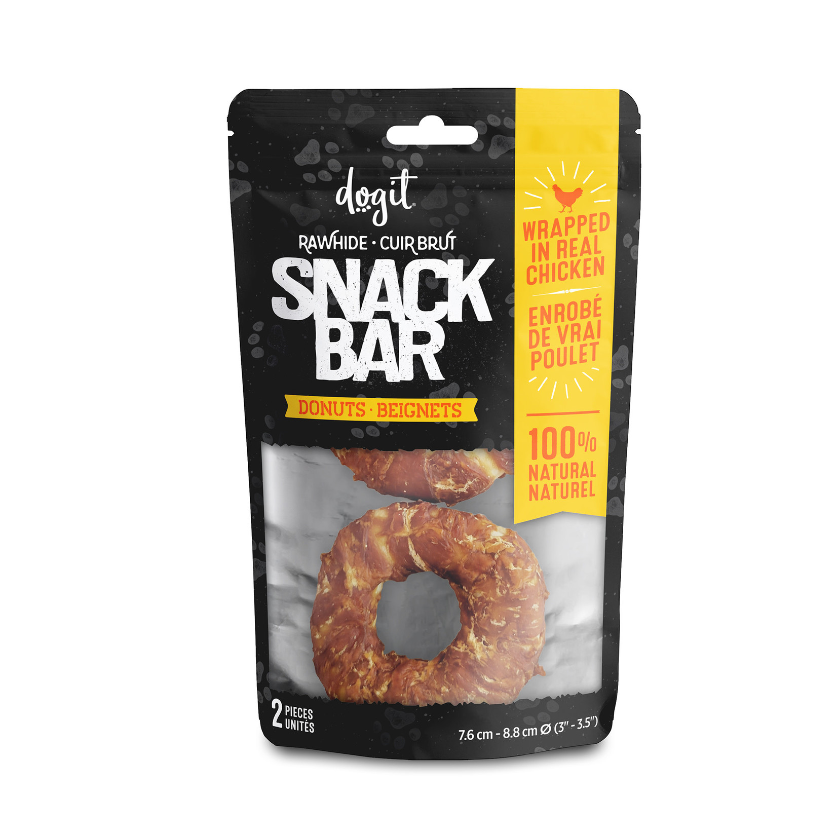 DOG IT Dogit Snack Bar Rawhide - Chicken-Wrapped Donuts - 2 pcs (7.6 - 8.8 cm/3 - 3.5 in dia.)