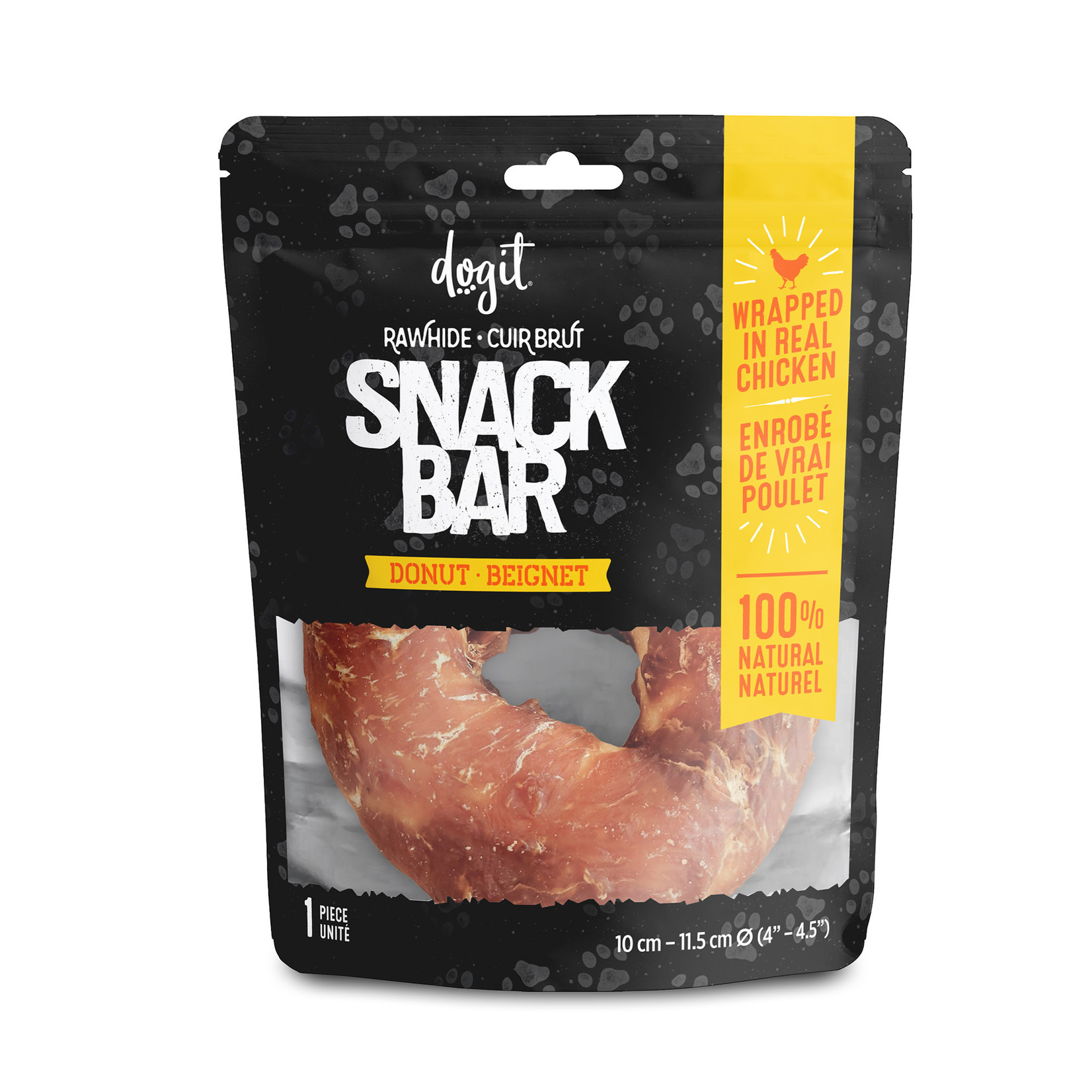 DOG IT Dogit Snack Bar Rawhide - Chicken-Wrapped Donut - 1 pc (10 - 11.4 cm/4 - 4.5 in dia.)