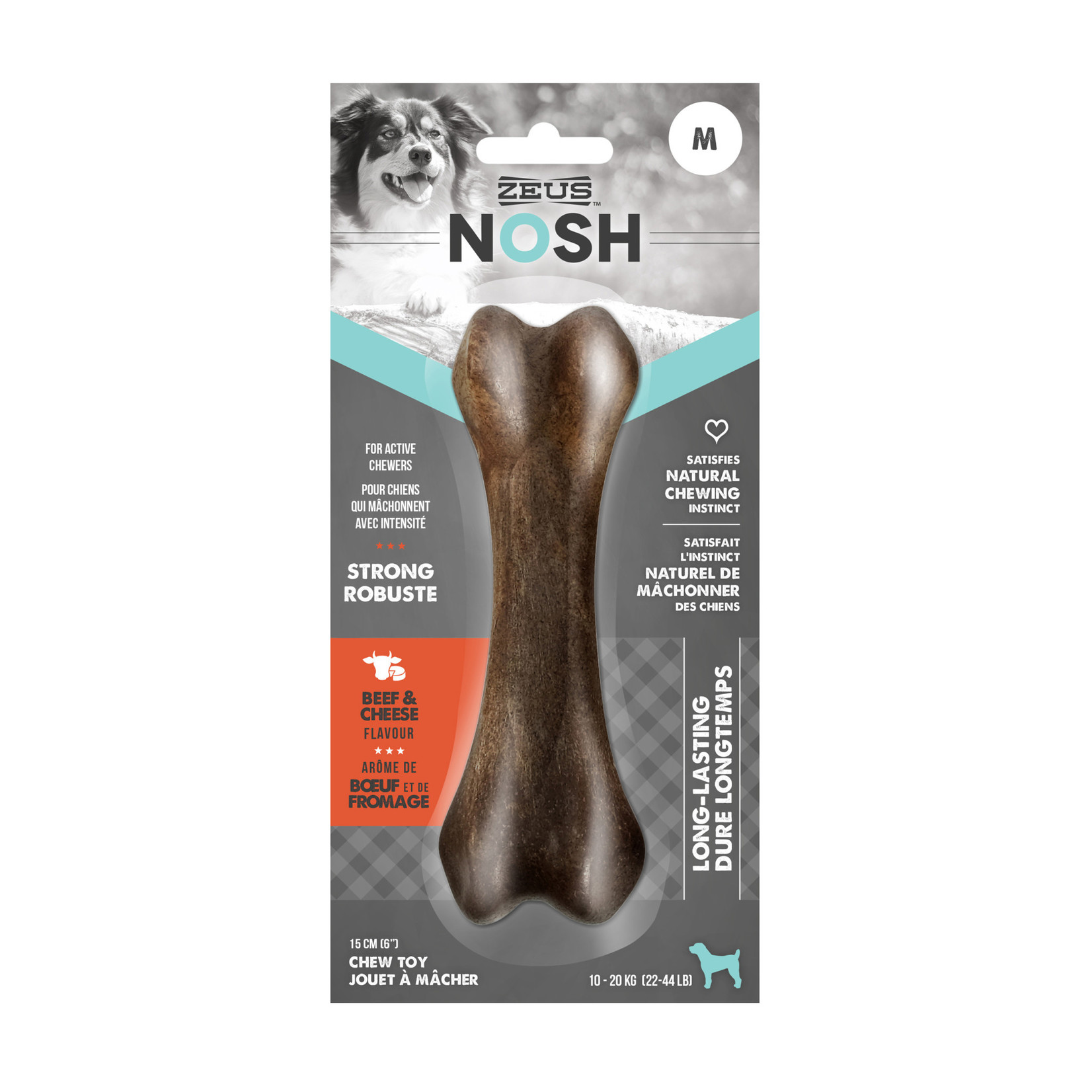 ZEUS Zeus NOSH STRONG Chew Bone - Beef & Cheese Flavor - Medium - 15 cm (6 in)